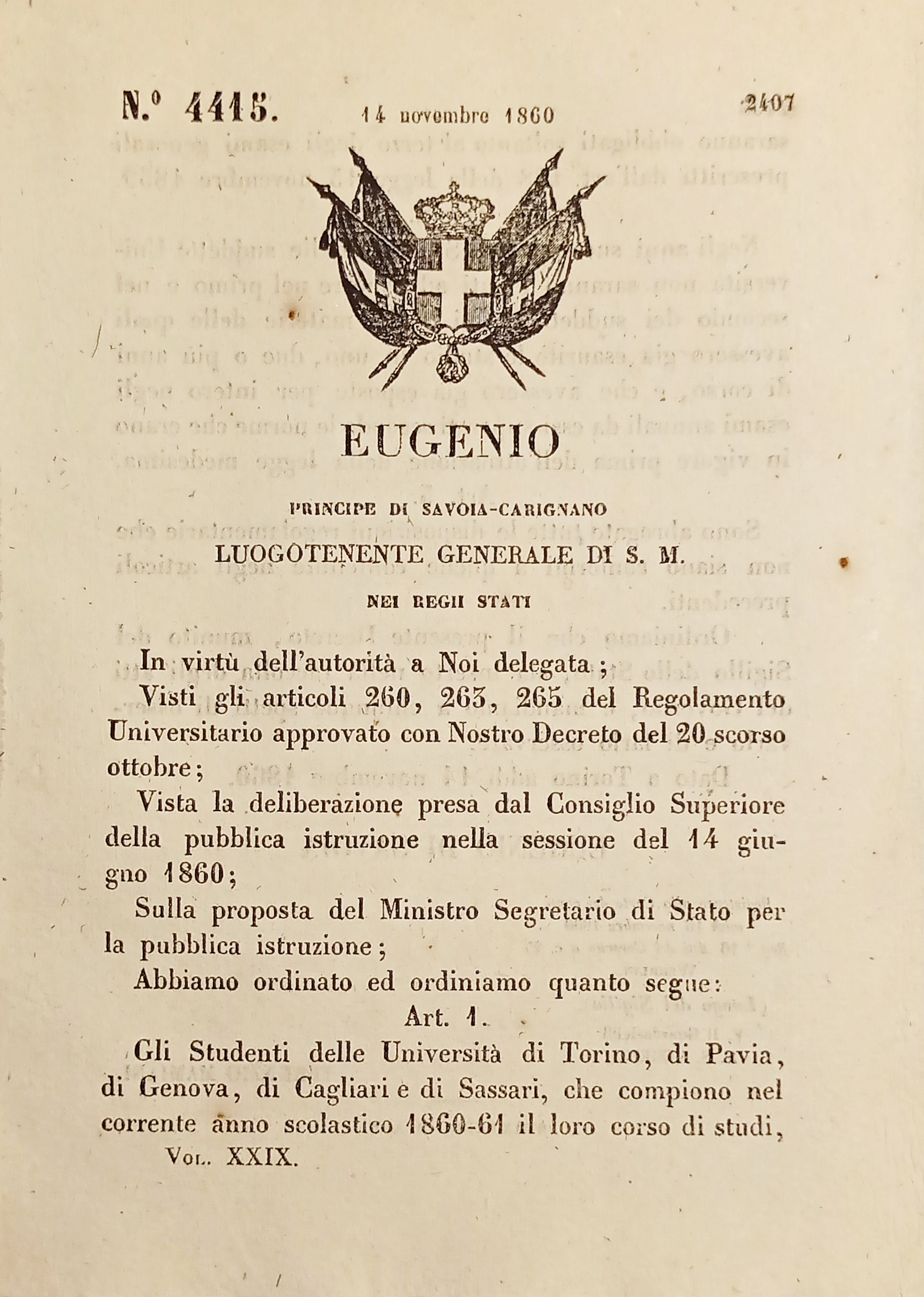 Decreto Eugenio - Esami Università Torino Pavia Genova Sassari Cagliari …