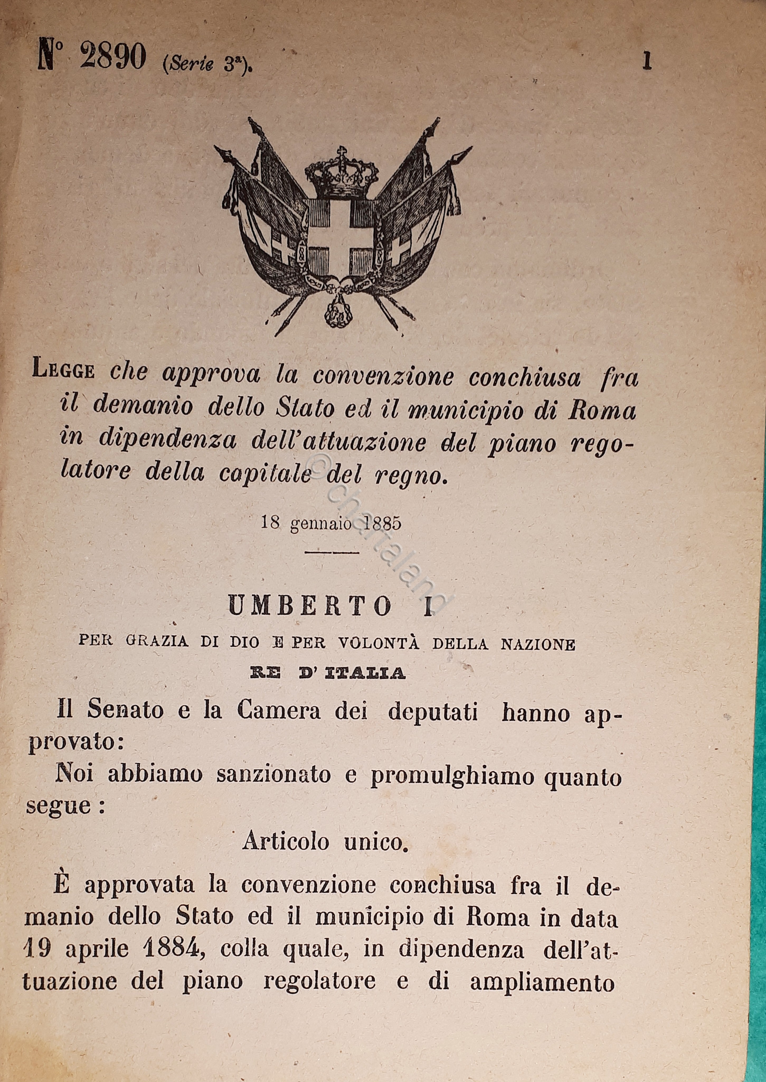 Decreto Regno Italia - Convenzione tra demanio Stato ed il …