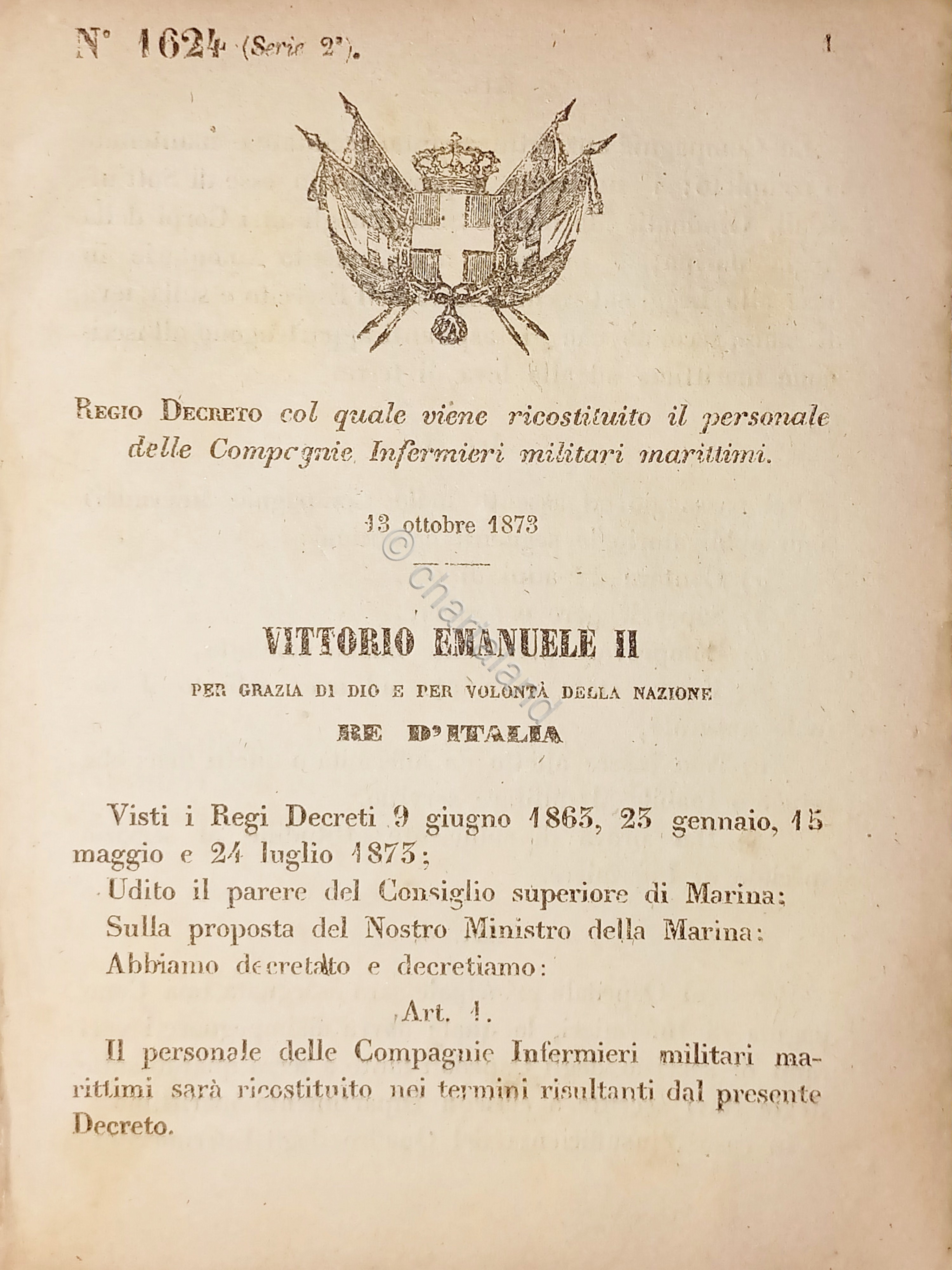 Decreto Regno Italia - Personale Compagnie Infermiere militari marittimi - …