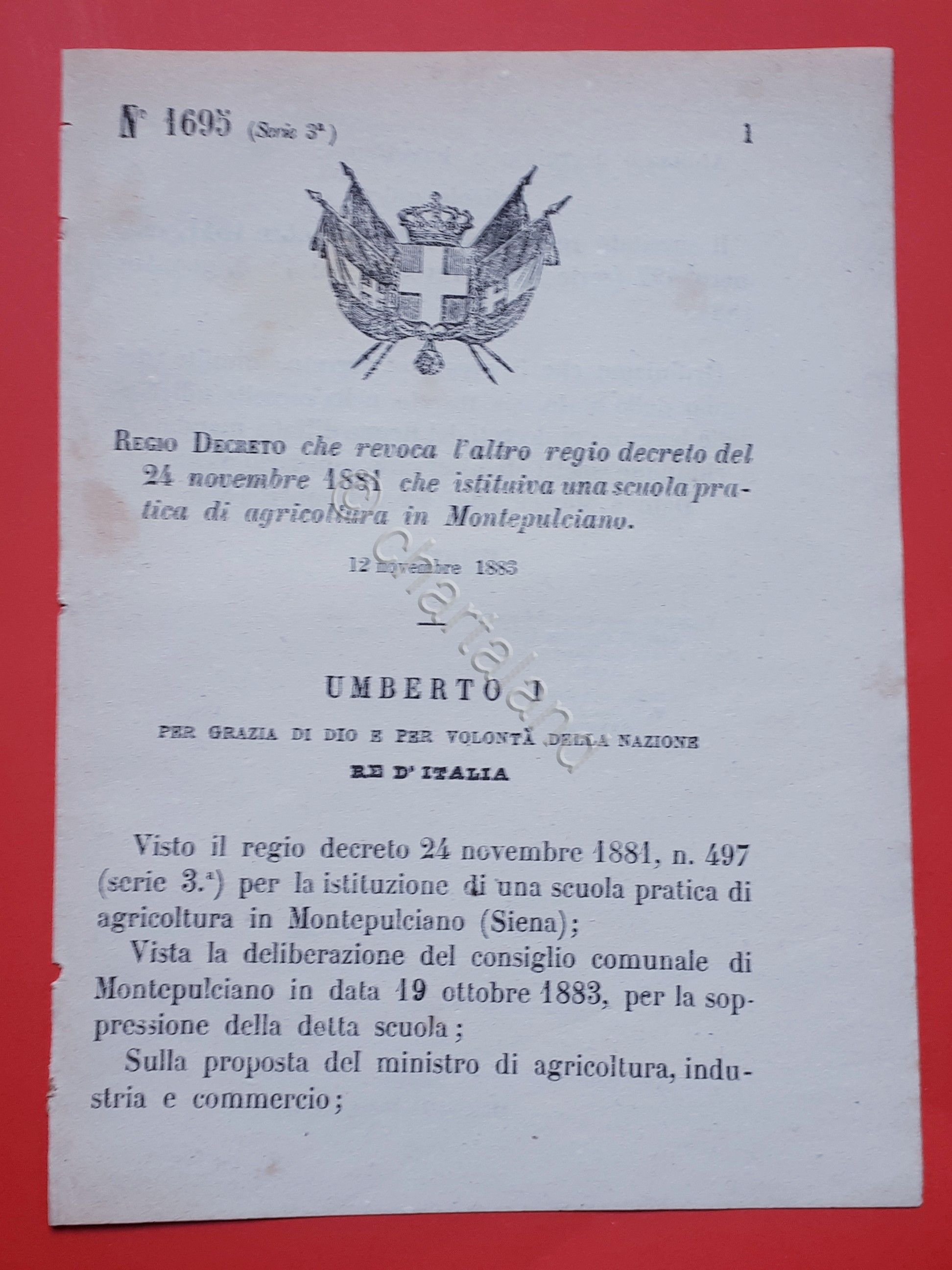 Decreto Regno Italia - Revoca decreto che istutuiva scuola in …