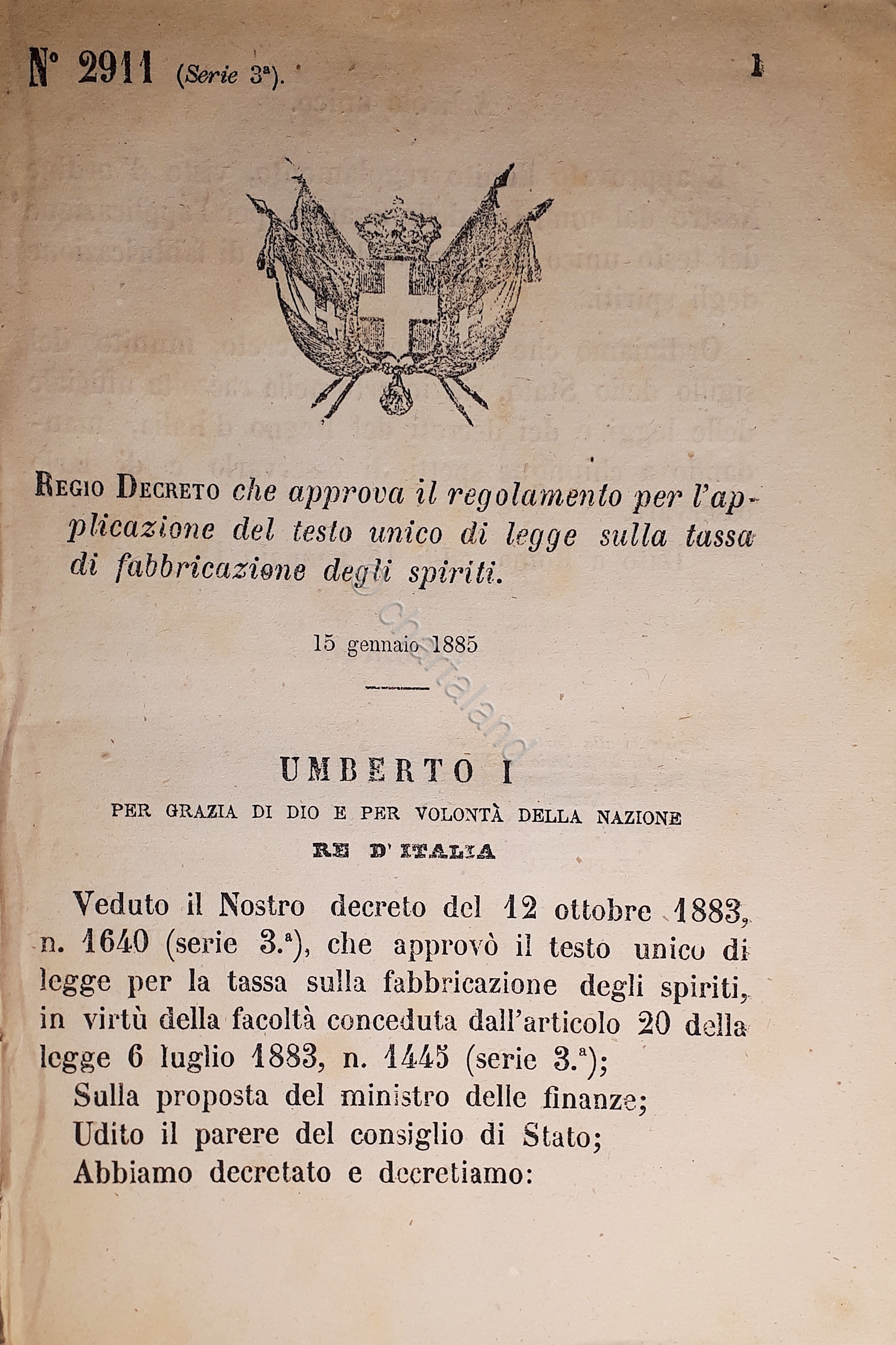 Decreto Regno Italia Testo unico legge sulla tassa di fabbricazione …