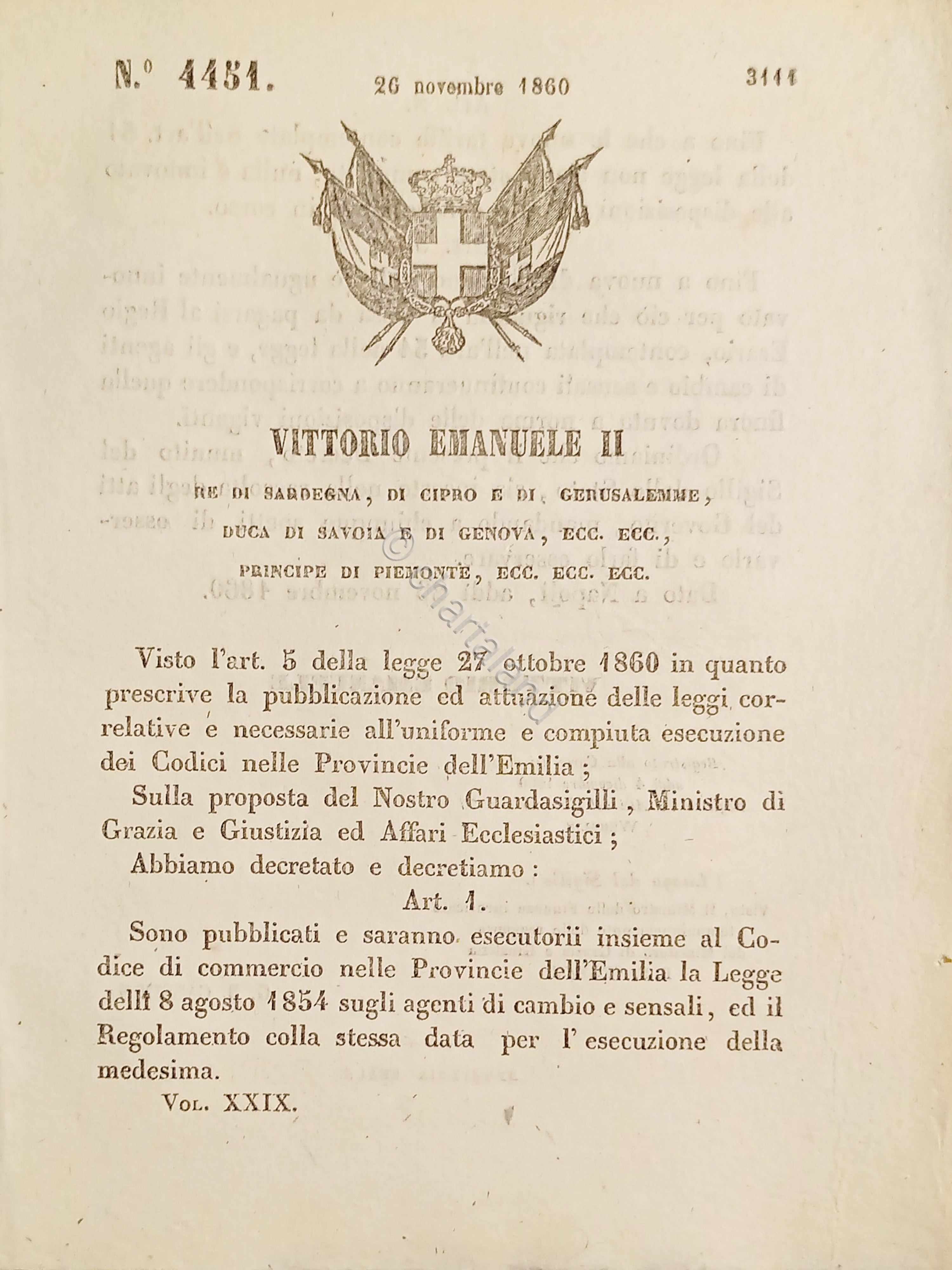 Decreto V. Emanuele II - Codice di Commercio nelle Provincie …