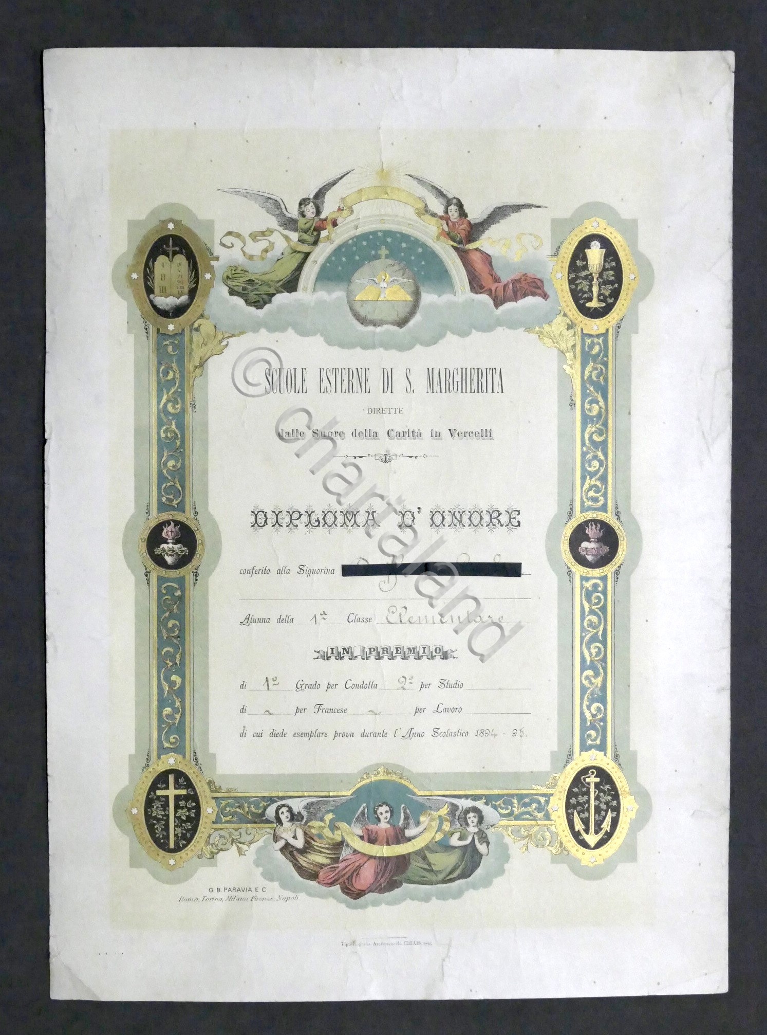 Diploma d'Onore Scuole Esterne di S. Margherita 1^ Elementare - …