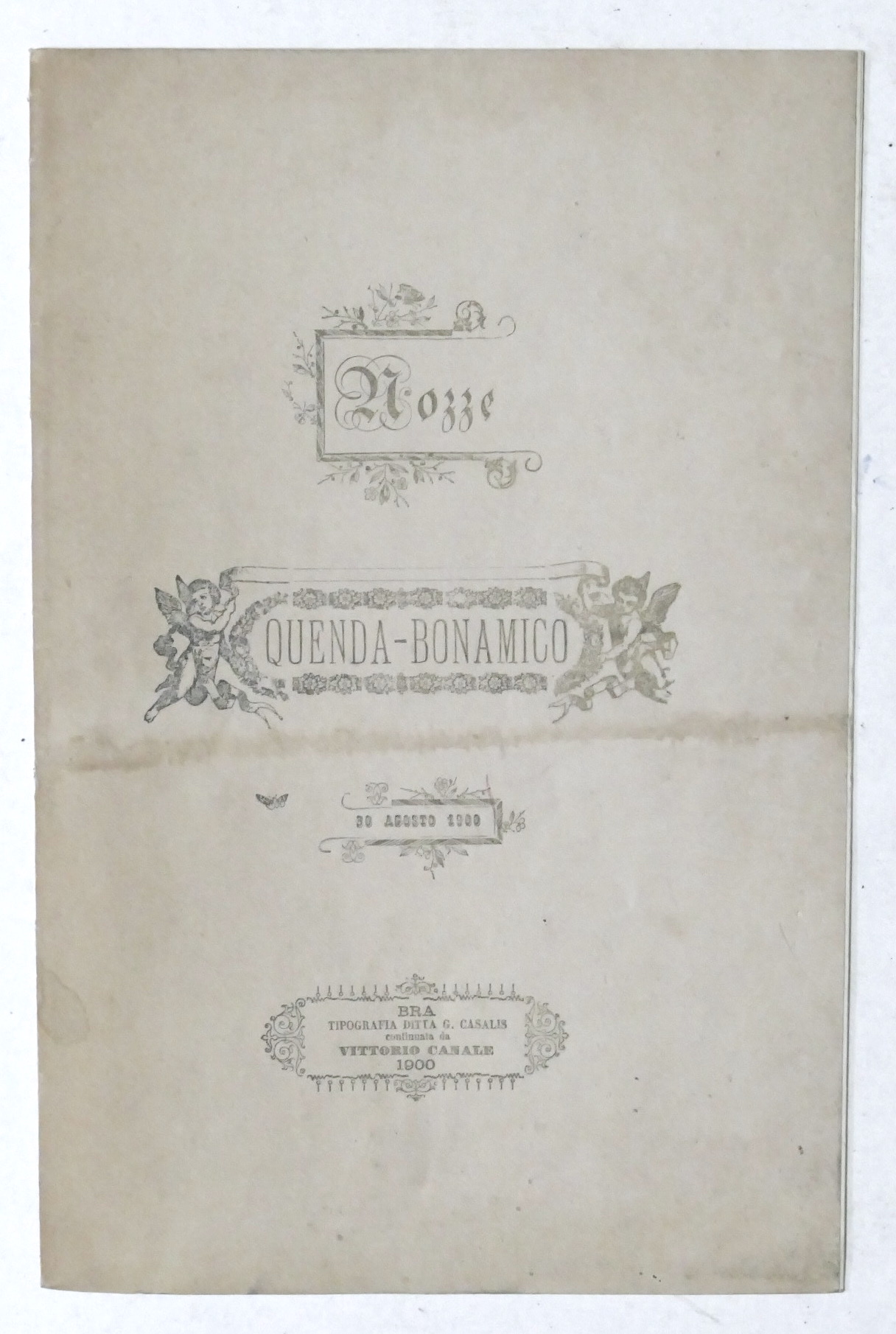 Discorso per le Nozze di Sisto Quenda e Margherita Bonamico …