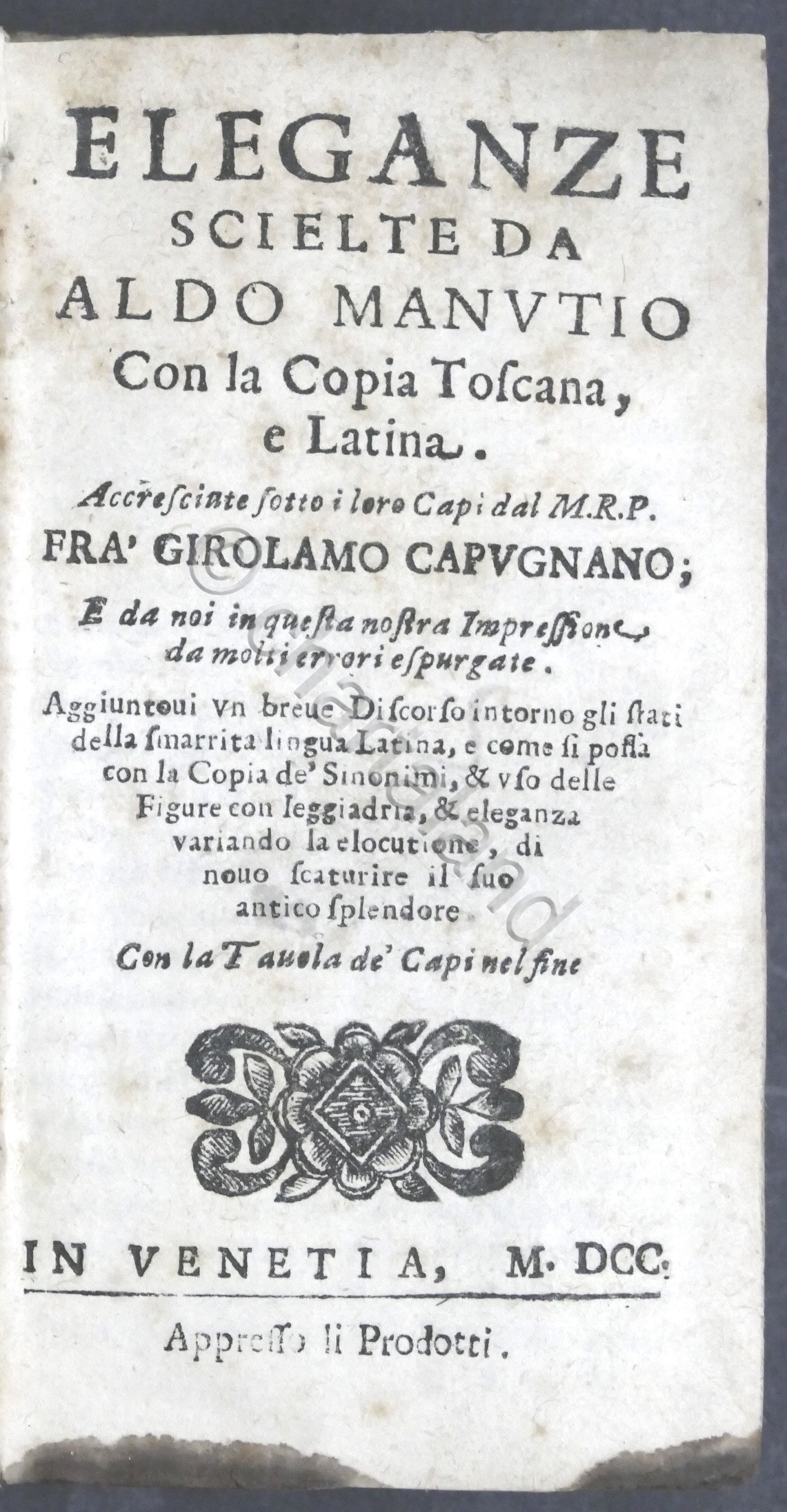 Eleganze scielte da Aldo Manutio con la copia toscana e …