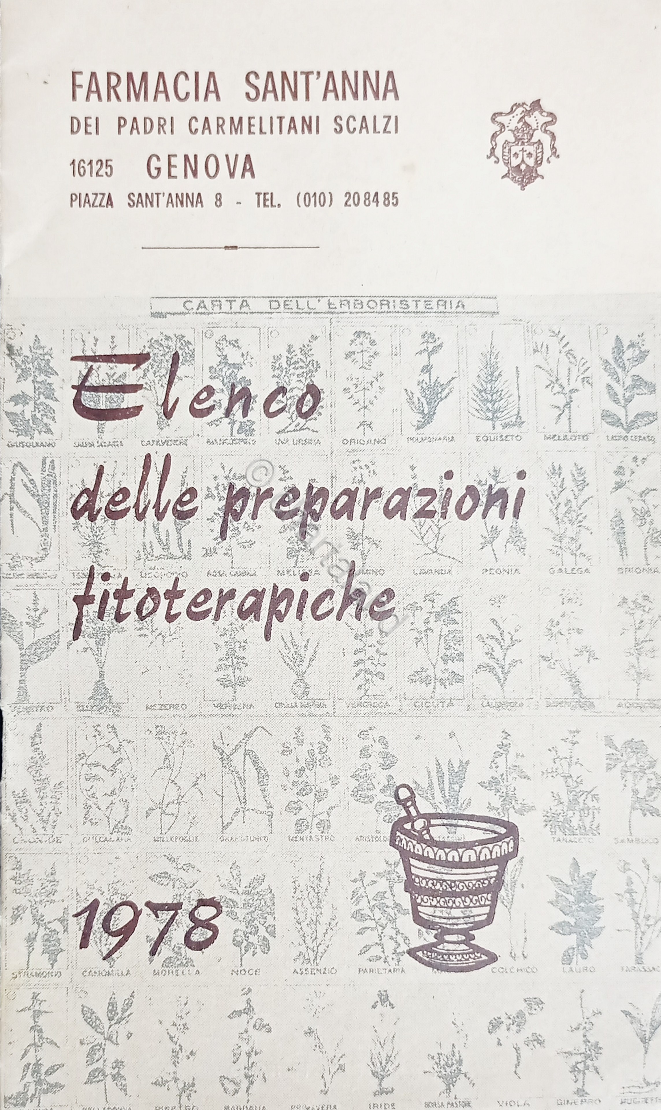 Farmacia Sant'Anna Scalzi - Elenco delle preparazioni fitoterapiche - 1978