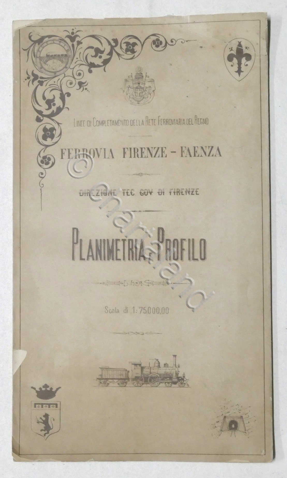 Ferrovia Firenze - Faenza: Planimetria e Profilo - fine '800