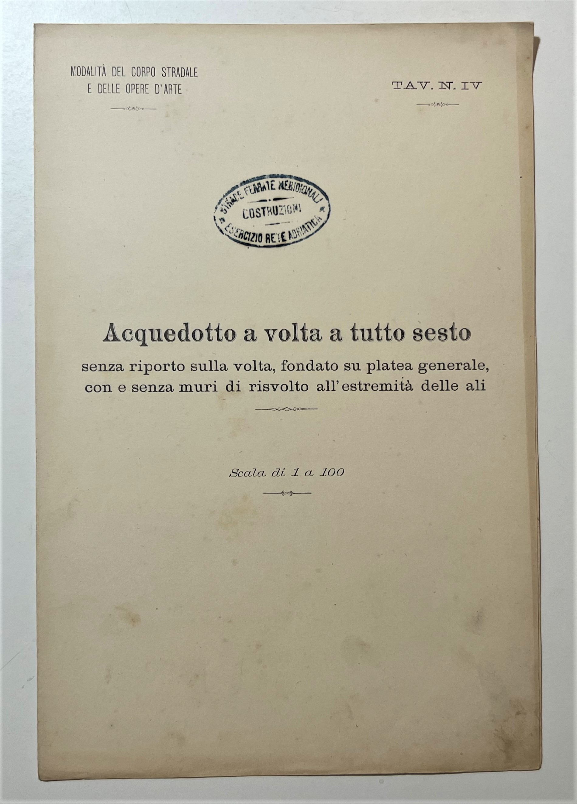 Ferrovie - Acquedotto a volta a tutto sesto, Tavola N. …