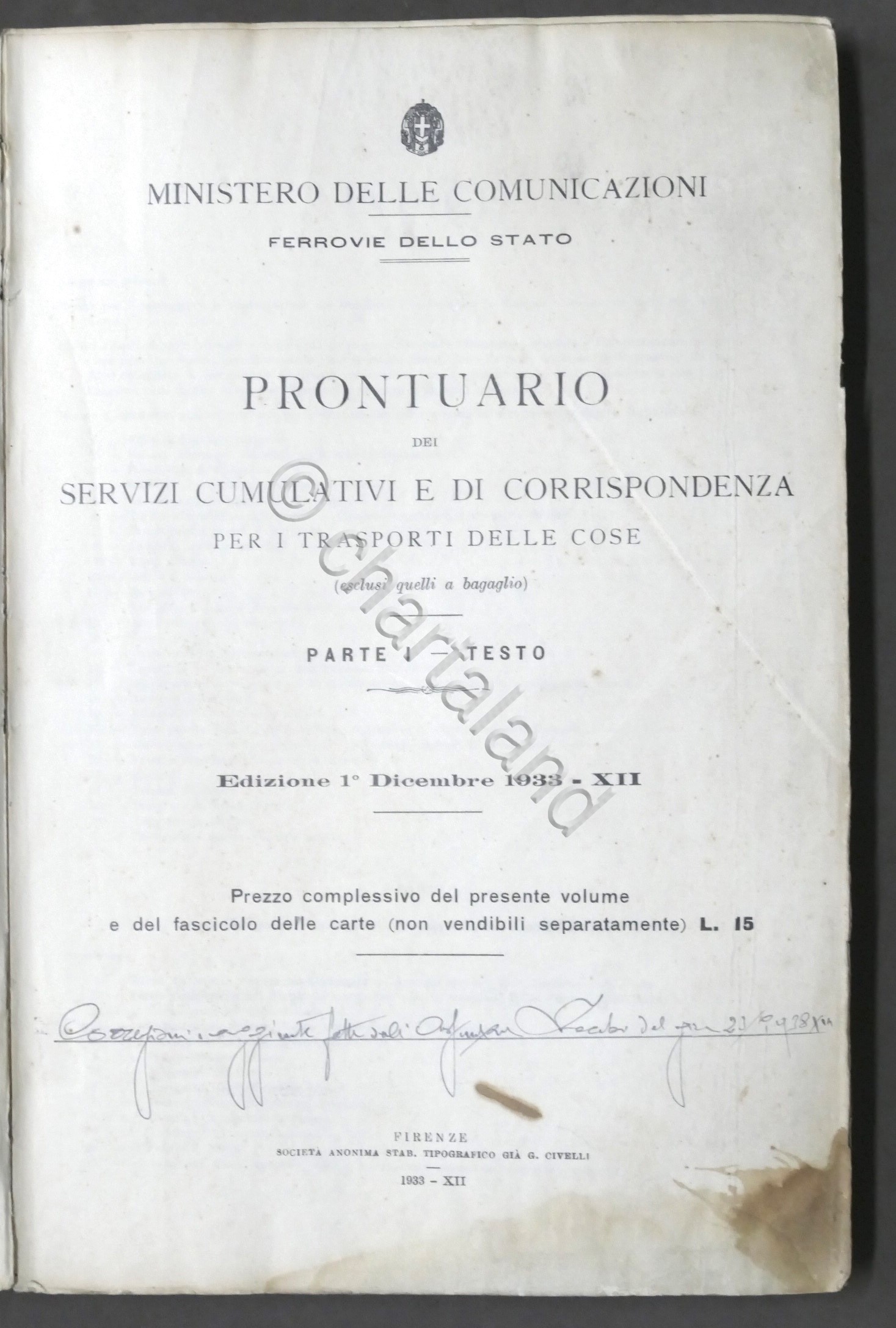 Ferrovie - Prontuario servizi cumulativi e corrispondenza trasporti cose - …