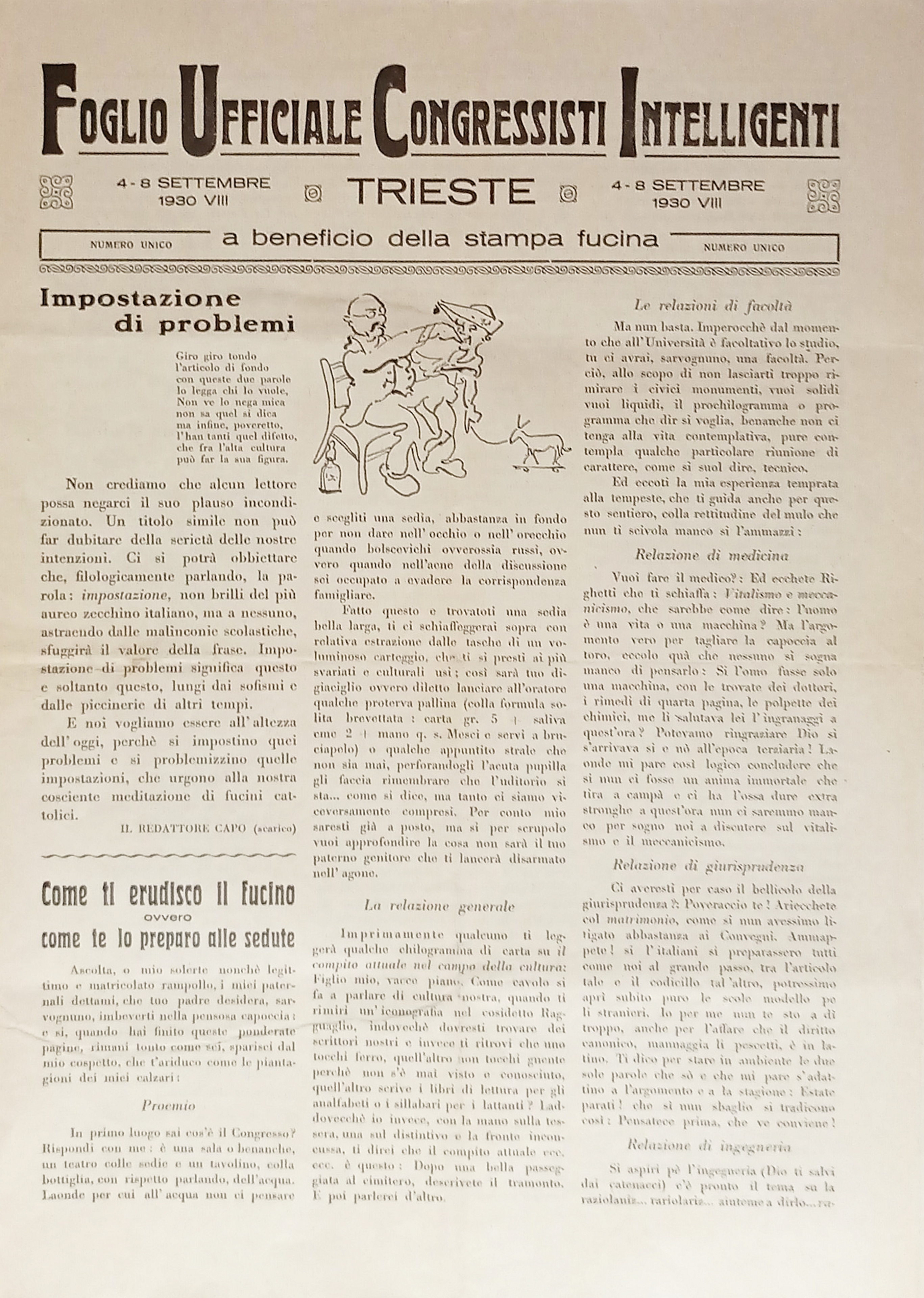 Foglio Ufficiale Congressisti Intelligenti Trieste - Numero Unico - 1930 …