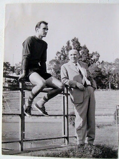Foto calcio Campioni Milan 1956 Galli Busini Arena