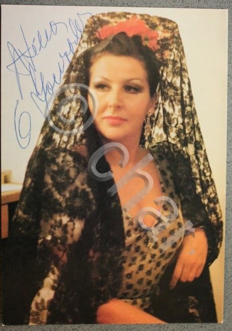 Foto cartolina Autografo lirica Mezzosoprano Carmen Gonzalez anni 80 Caracalla