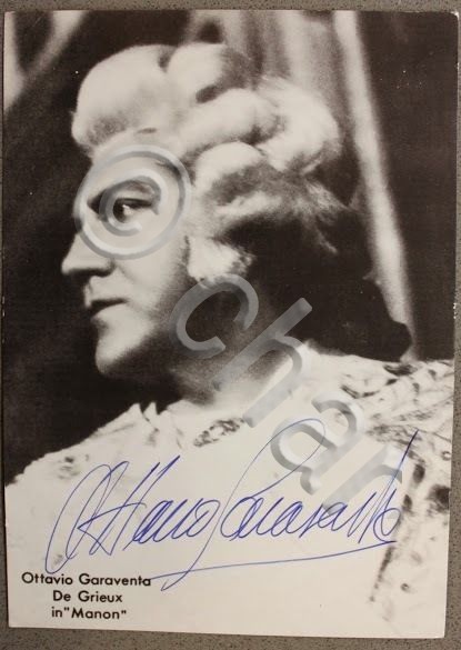 Foto cartolina con Autografo tenore Ottavio Garaventa Manon - 1966