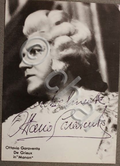 Foto cartolina con Autografo tenore Ottavio Garaventa Manon 1966