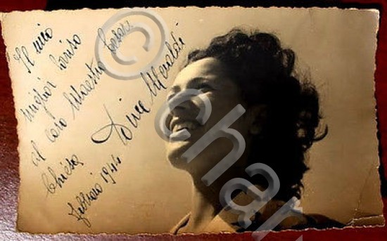 Foto Cartolina Dina Meraldi Canto 1943 Autografo