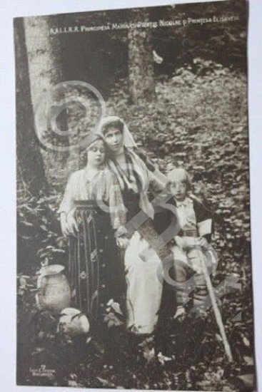 Foto Cartolina principessa Maria e Elisabetta e principe Nicola Romania …
