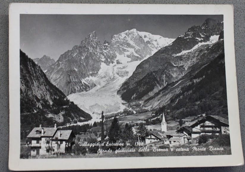 Foto Montagna Courmayeur 1950 - Entrèves villaggio e Ghiacciaio Brenva