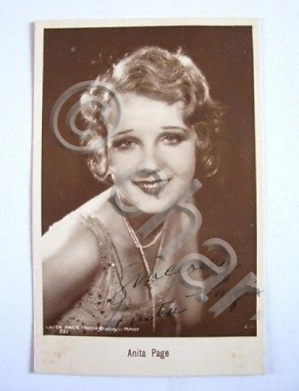 Fotocartolina Autografo Attrice Anita Page 1935 ca