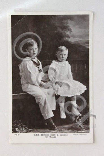 Fotocartolina principi John e George di Galles monarchia 1910 ca