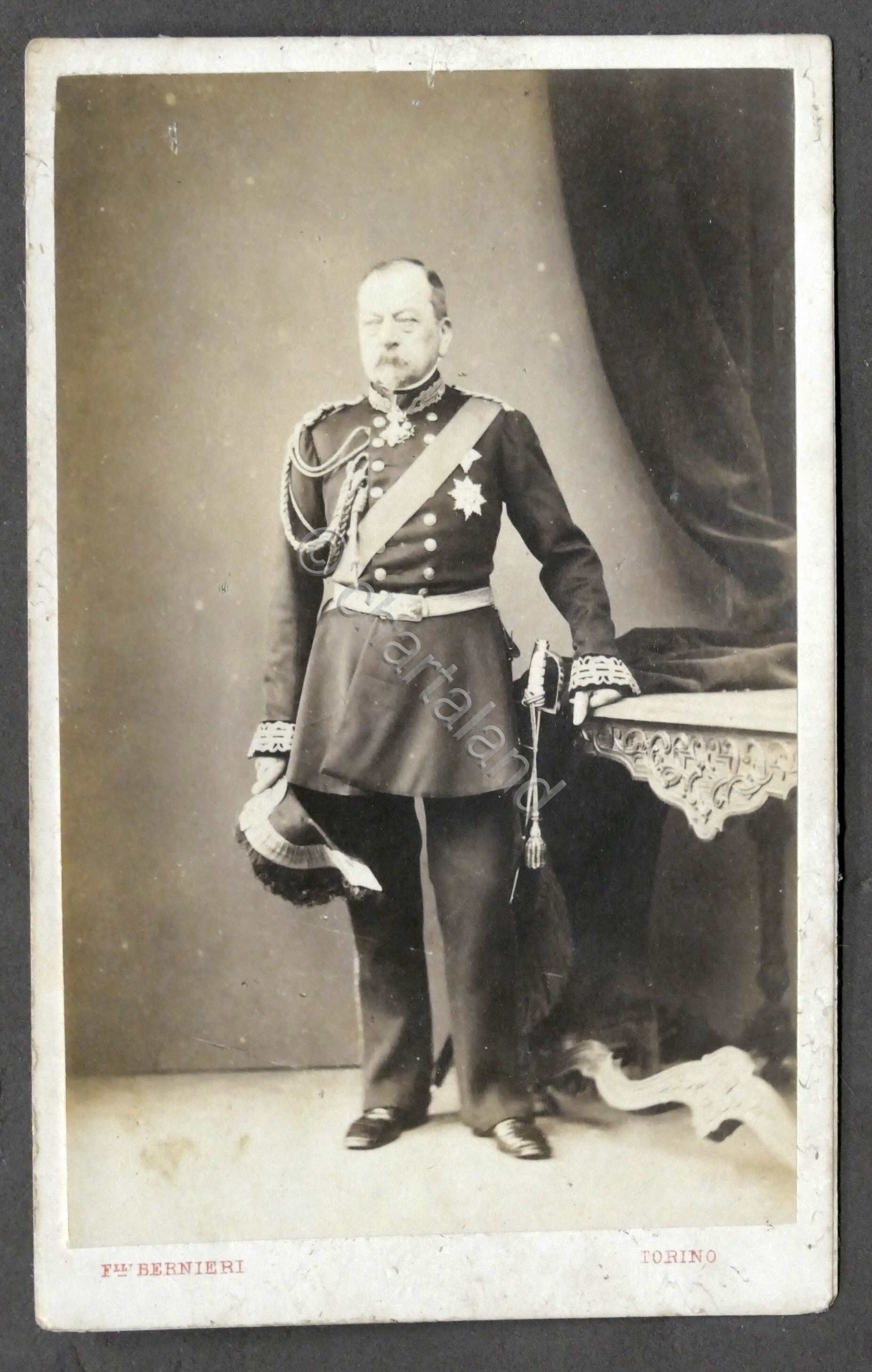 Fotografia albumina Luogotenente Generale d'Artiglieria Pietro Actis - 1860 ca.