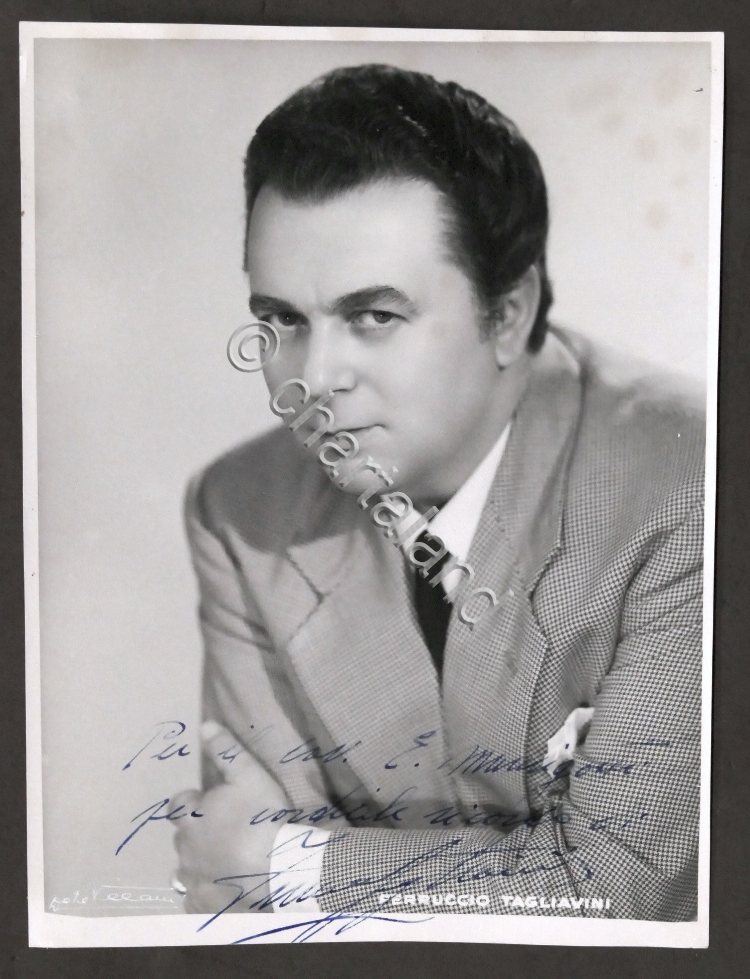 Fotografia con Autografo del tenore Ferruccio Tagliavini - 1955 ca.