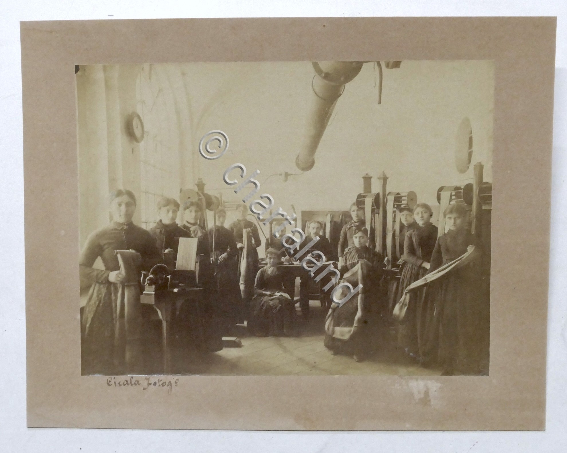 Fotografia d'epoca albumina - Operaie dell'Istituto Tessile di Voghera 1880 …