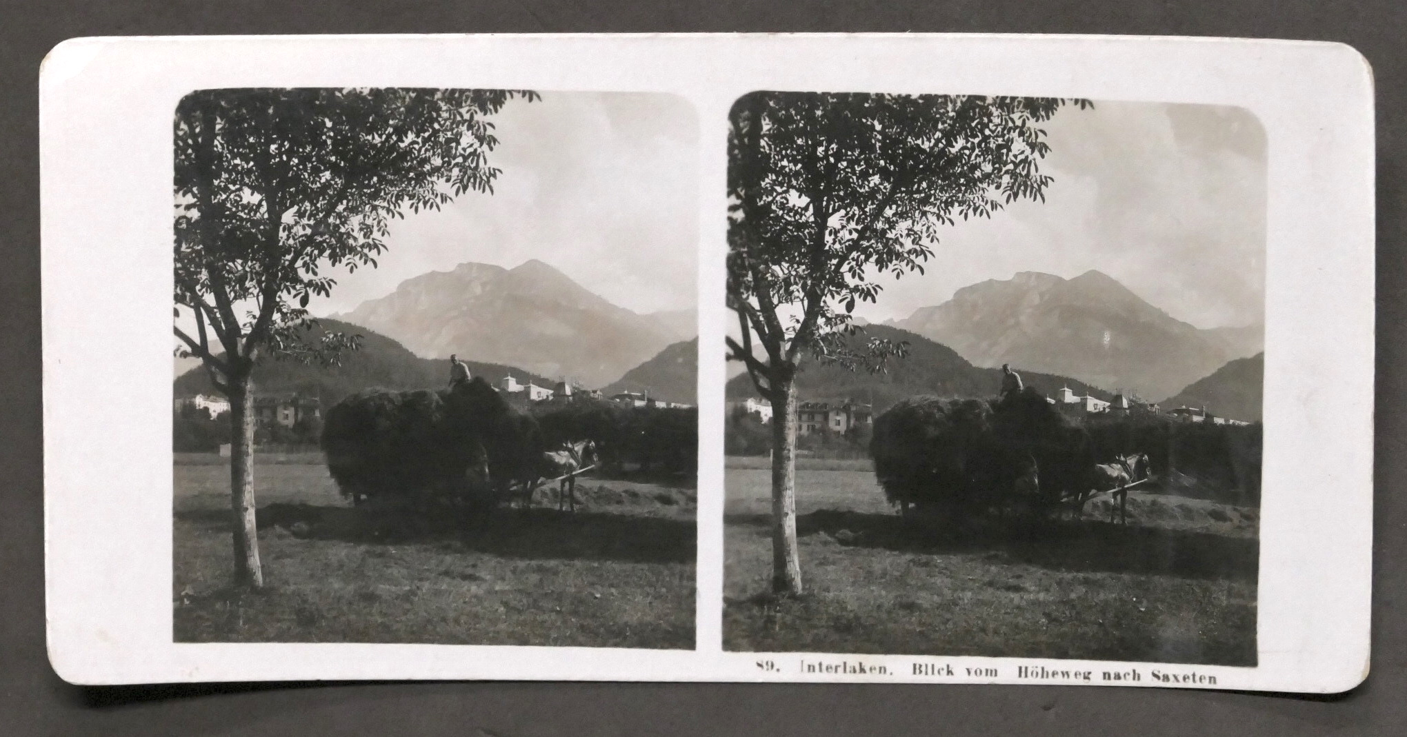 Fotografia stereoscopica - Interlaken - Vista da Hoheweg verso Saxeten …