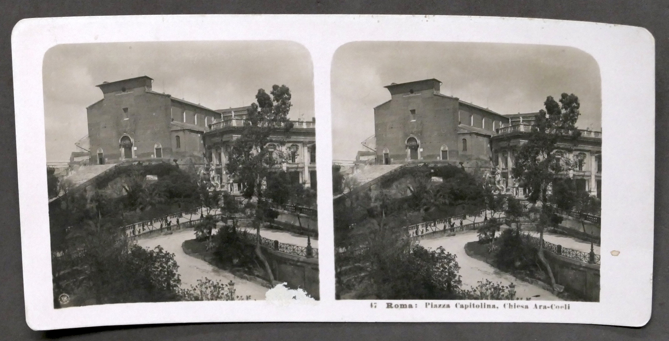 Fotografia stereoscopica - Roma - Piazza Capitolina - Chiesa Ara-Coeli …
