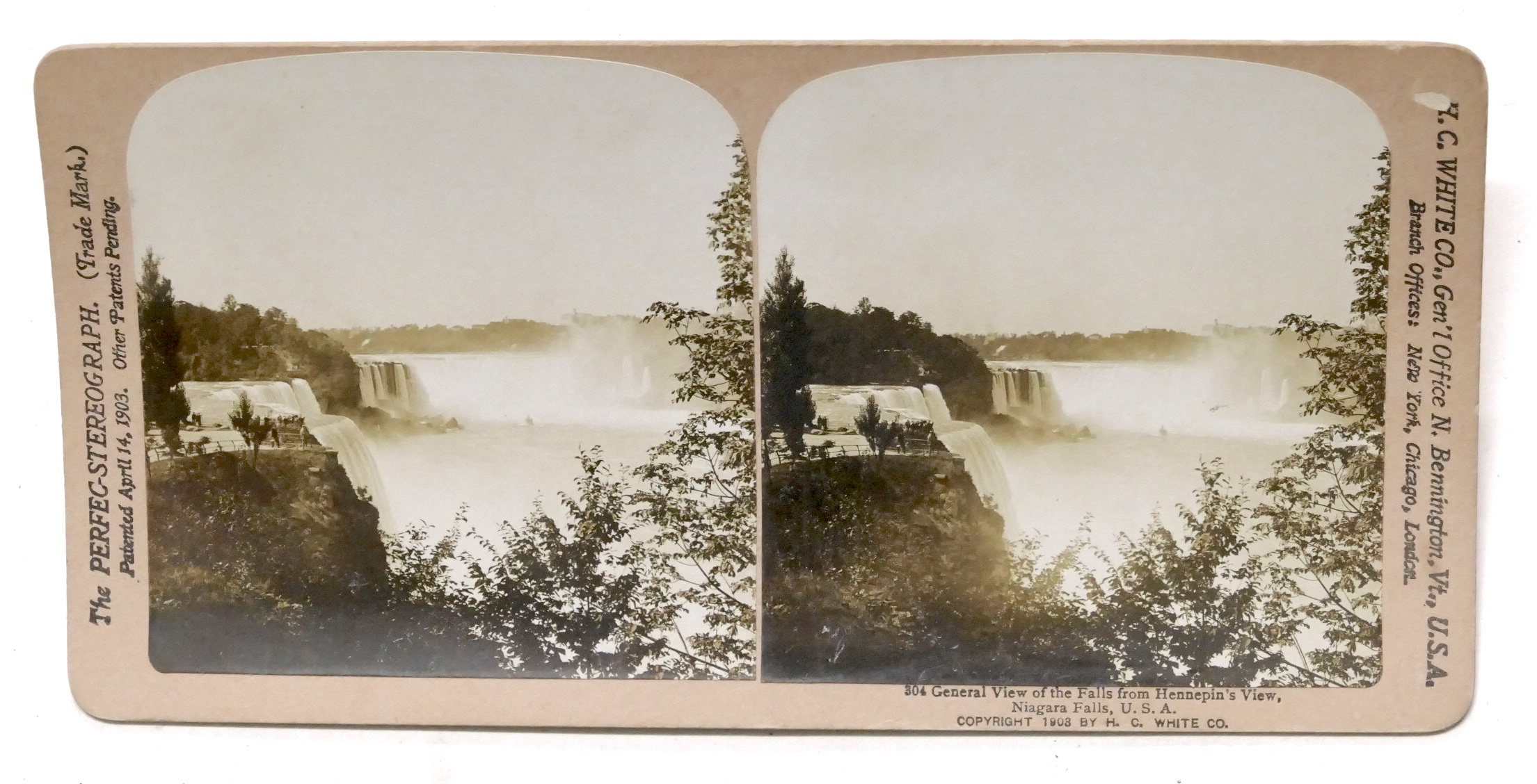 Fotografia stereoscopica - U.S.A. - Cascate del Niagara - Panorama …
