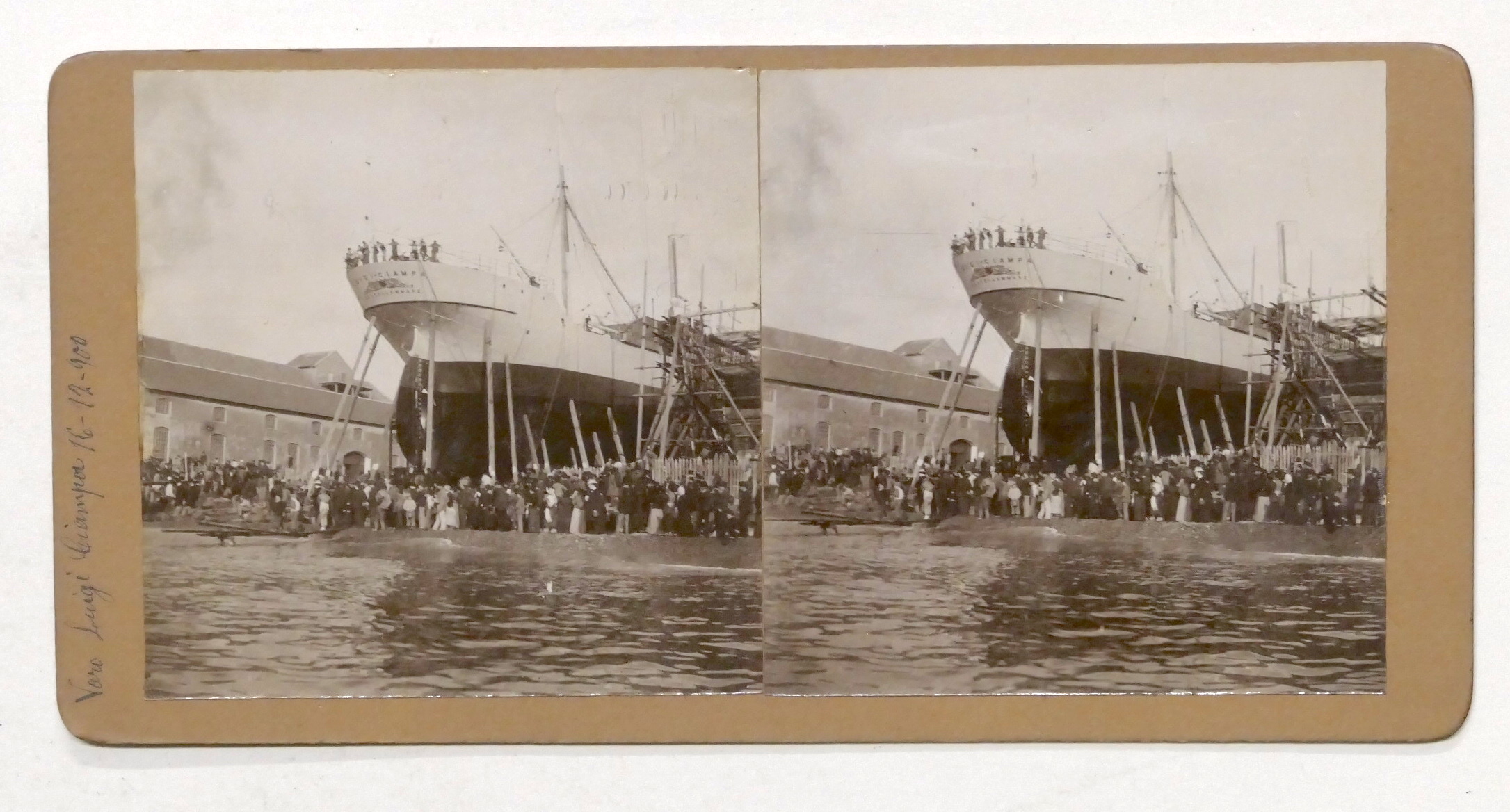 Fotografia stereoscopica - Varo Piroscafo Luigi Ciampa - Sestri Ponente …