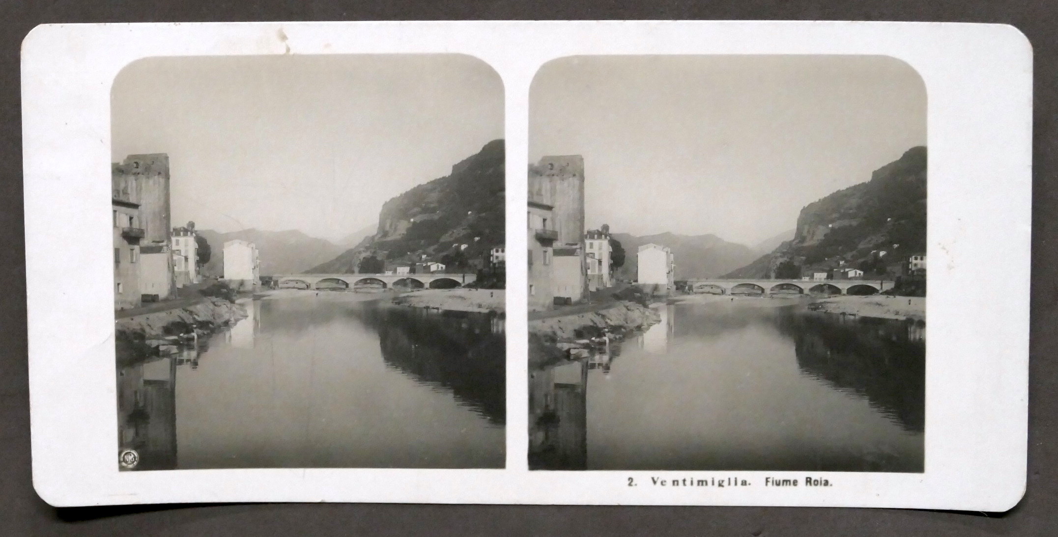 Fotografia stereoscopica - Ventimiglia - Fiume Roia - 1906