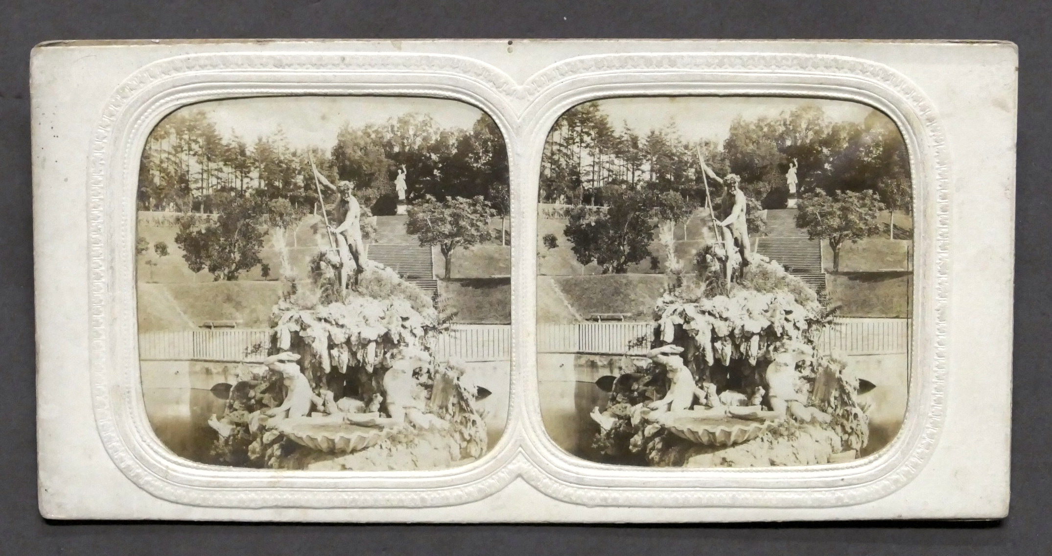 Fotografia stereoscopica Firenze Giardino di Boboli Fontana di Nettuno 1900 …