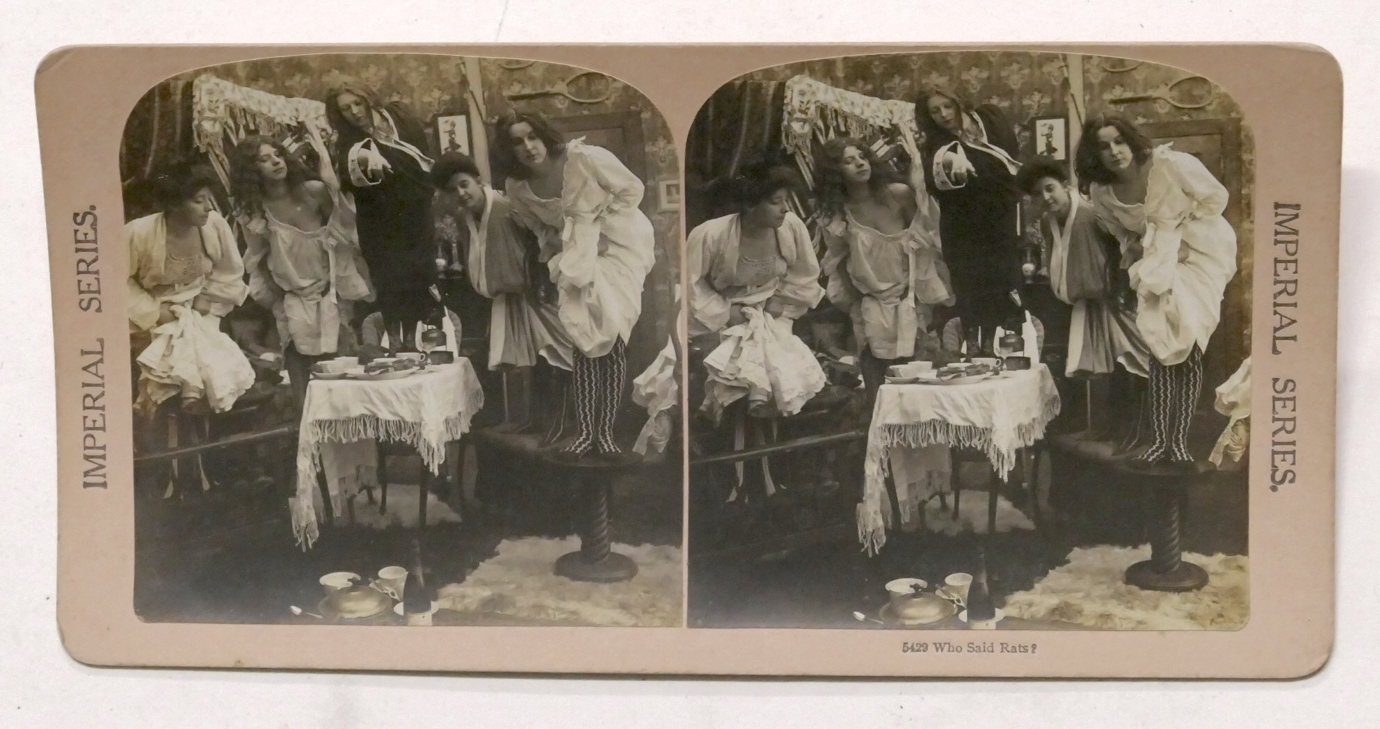 Fotografia stereoscopica Ragazze, attenzione ai topi! - Who said rats? …