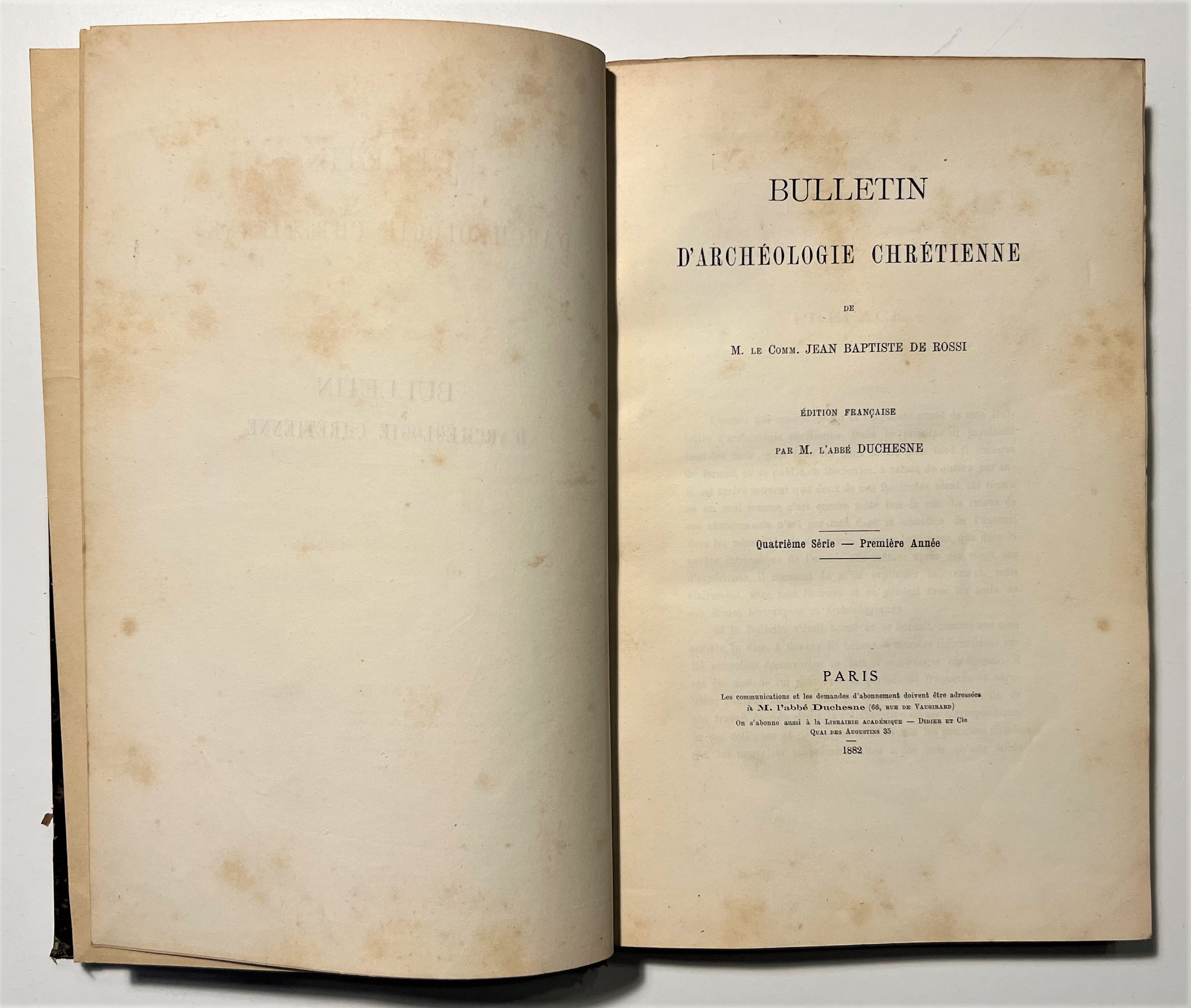 G. Battista De Rossi - Bulletin d'Archéologie Chrétienne - ed. …