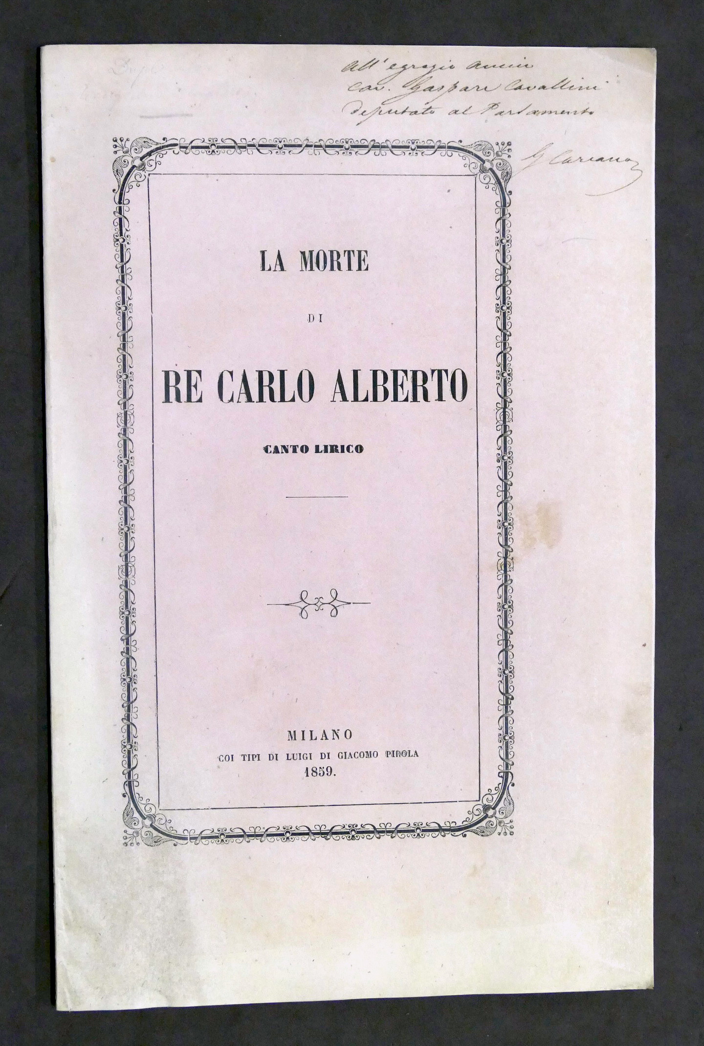 G. Carcano - La morte di Carlo Alberto - Canto …