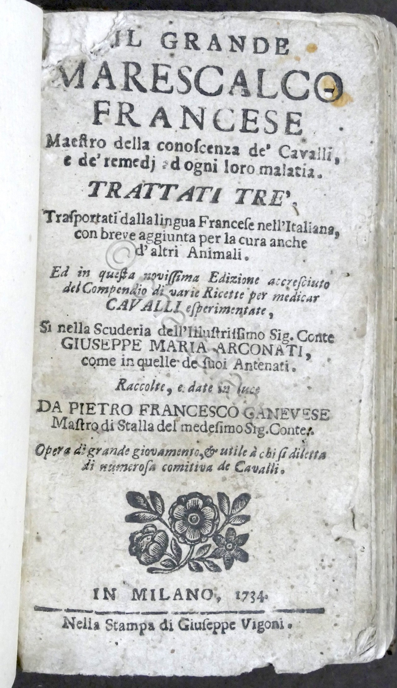Ganevese Il grande marescalco francese maestro della conoscenza de cavalli …