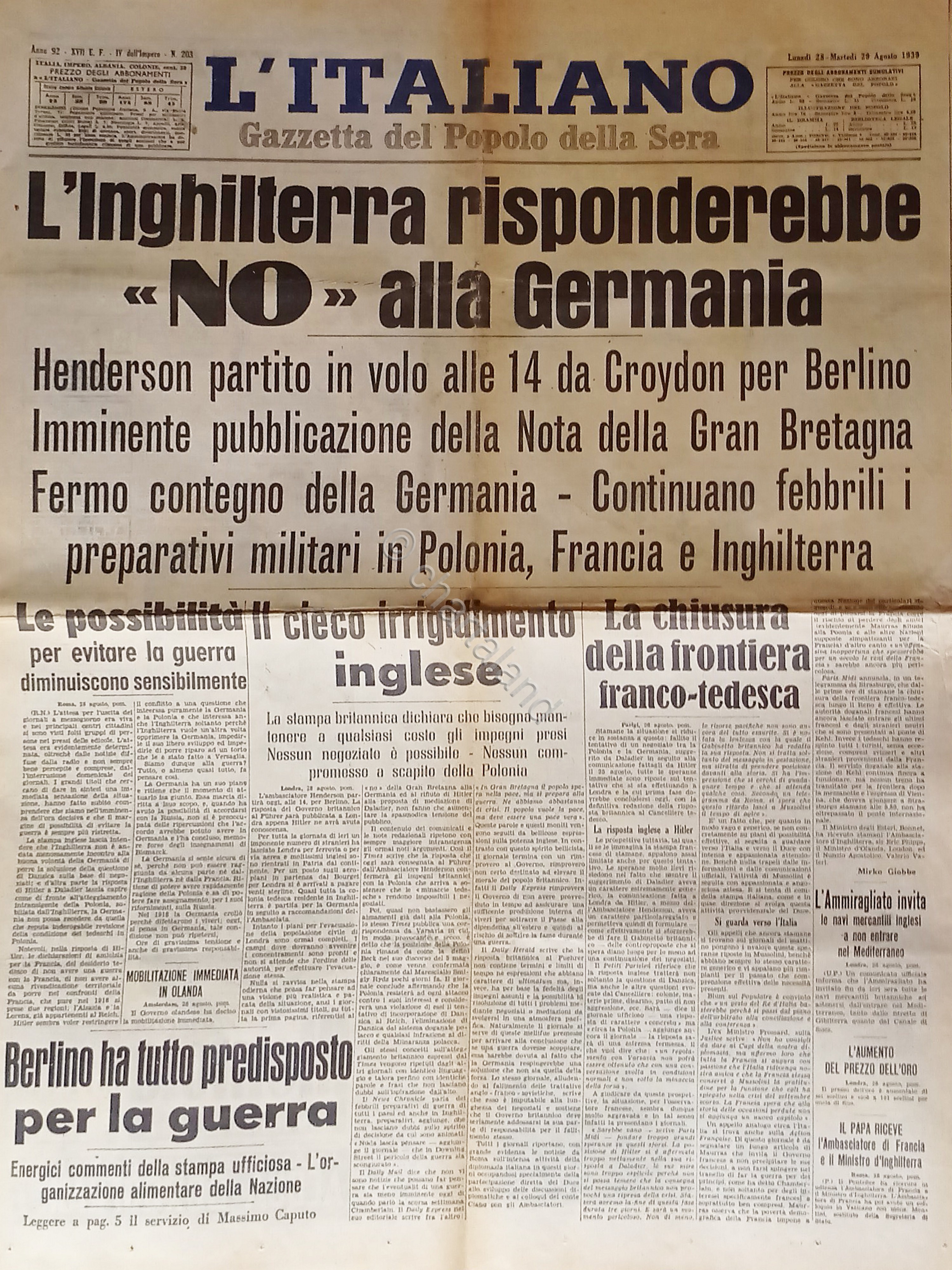 Gazzetta del Popolo della Sera - L'Italiano N. 203 - …
