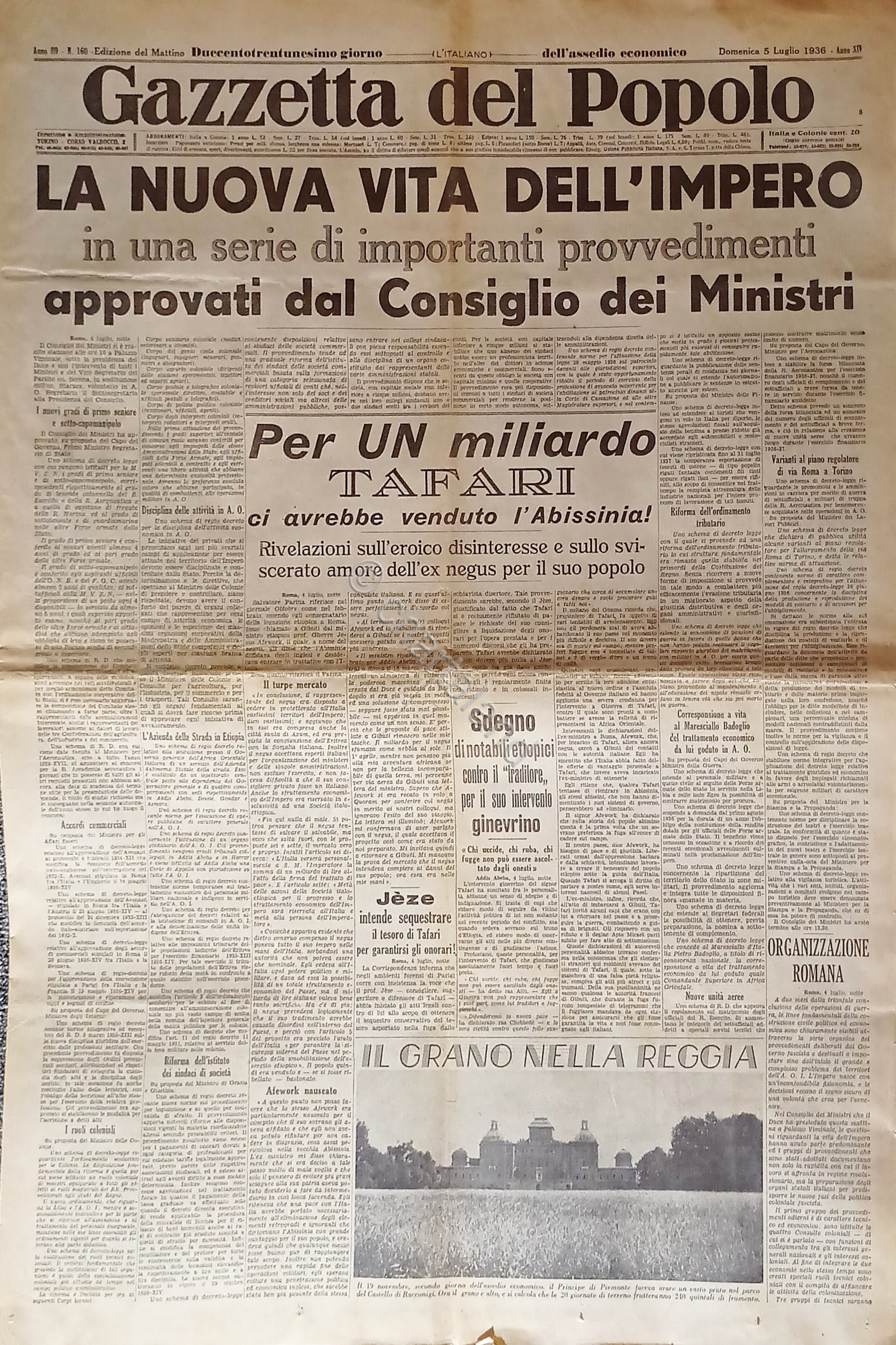 Gazzetta del Popolo N. 160 - 1936 La nuova vita …