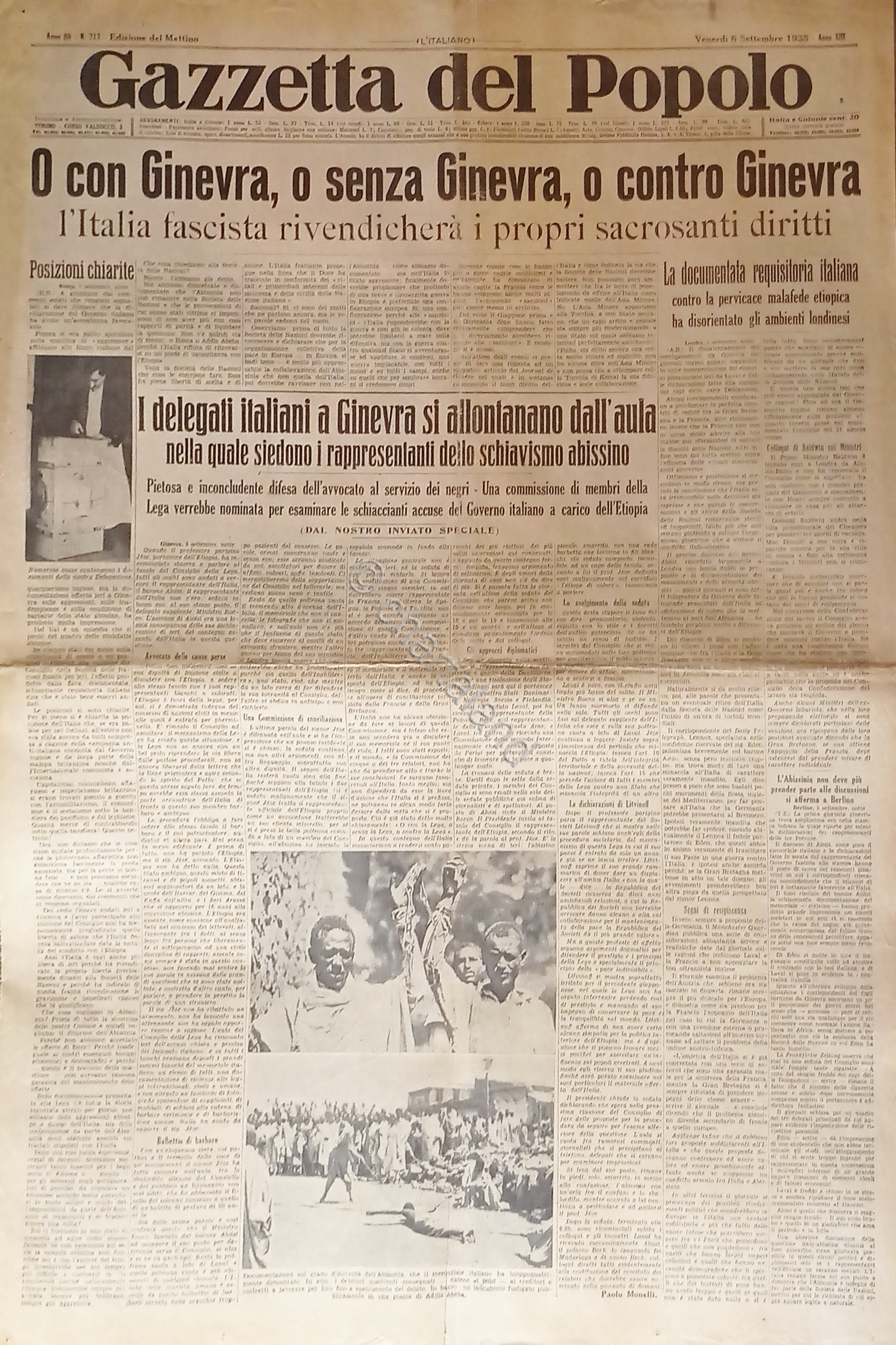 Gazzetta del Popolo N. 213 - 1935 O con Ginevra, …