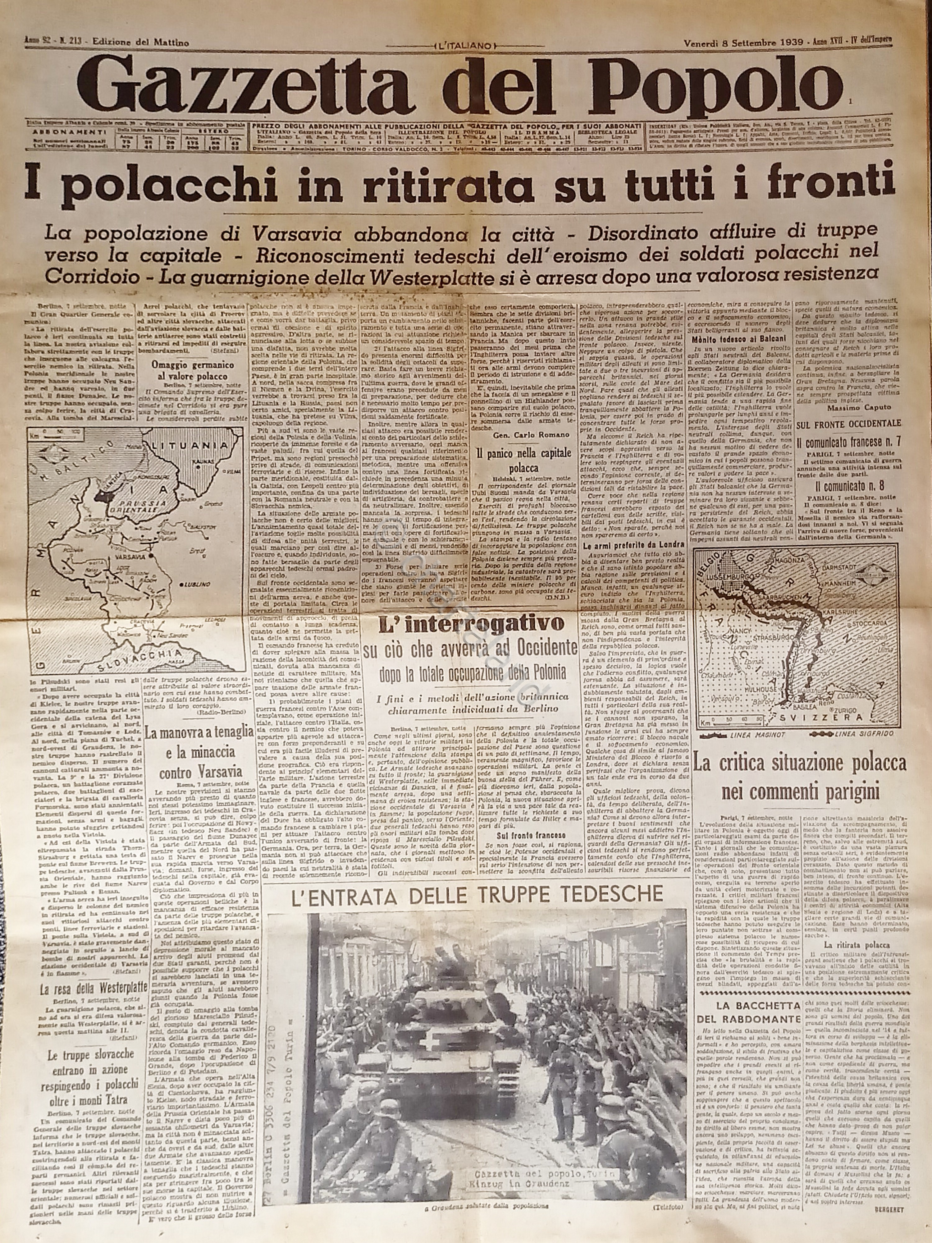 Gazzetta del Popolo N. 213 - 1939 I polacchi in …