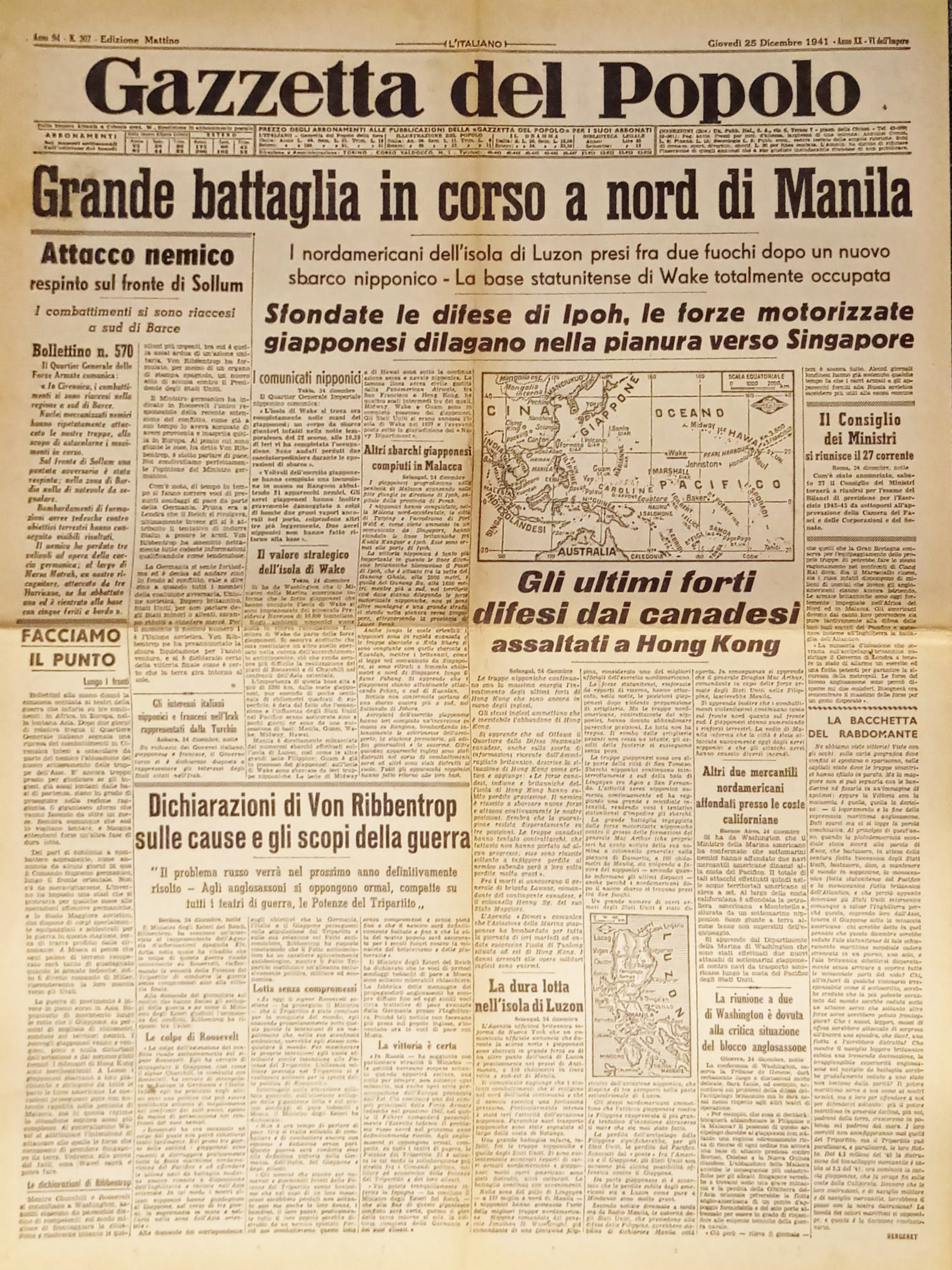 Gazzetta del Popolo N. 307 - 1941 Grande battaglia in …