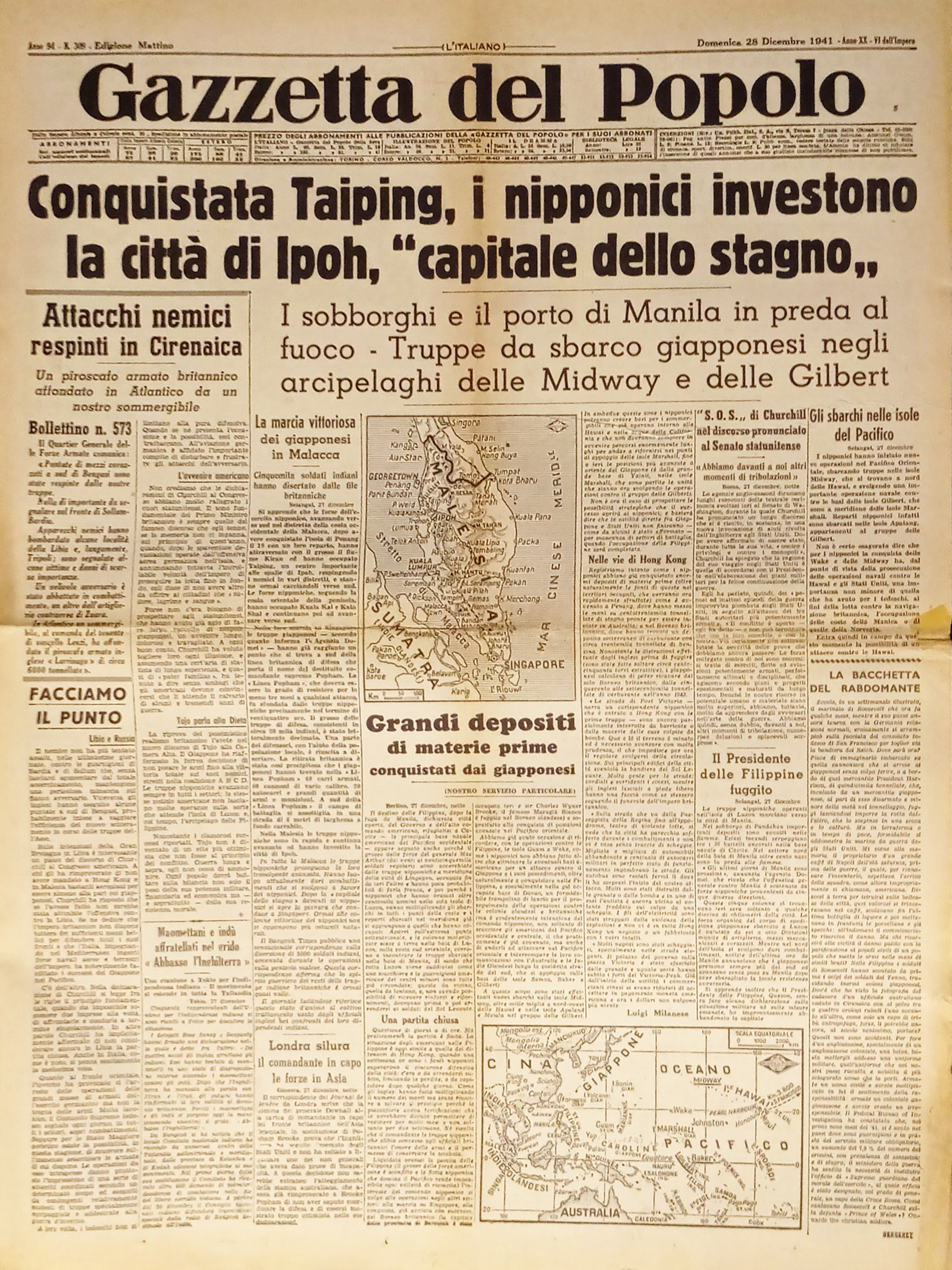 Gazzetta del Popolo N. 309 - 1941 Conquista Taiping, i …