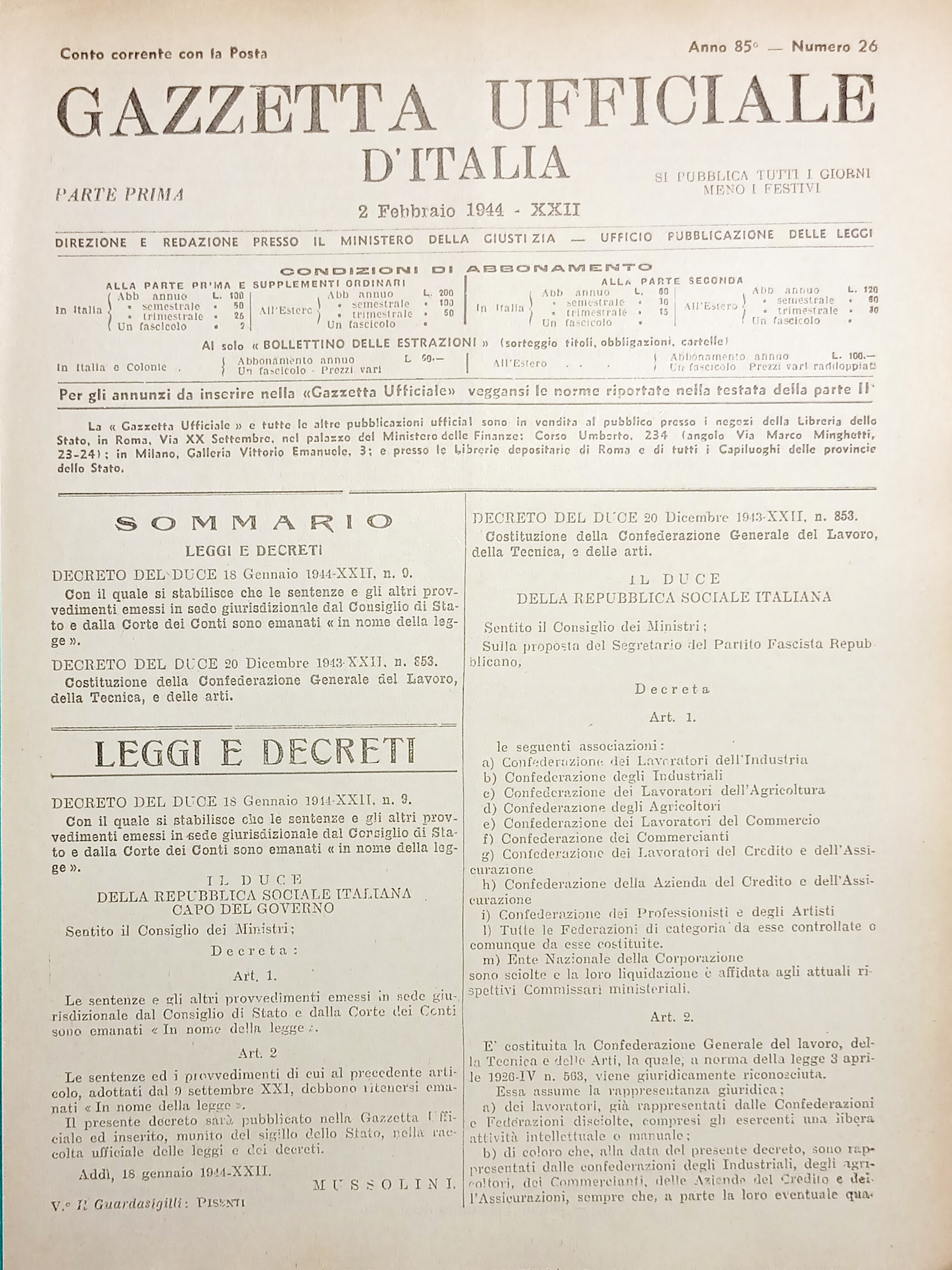 Gazzetta Ufficiale d'Italia N. 26 - 1944