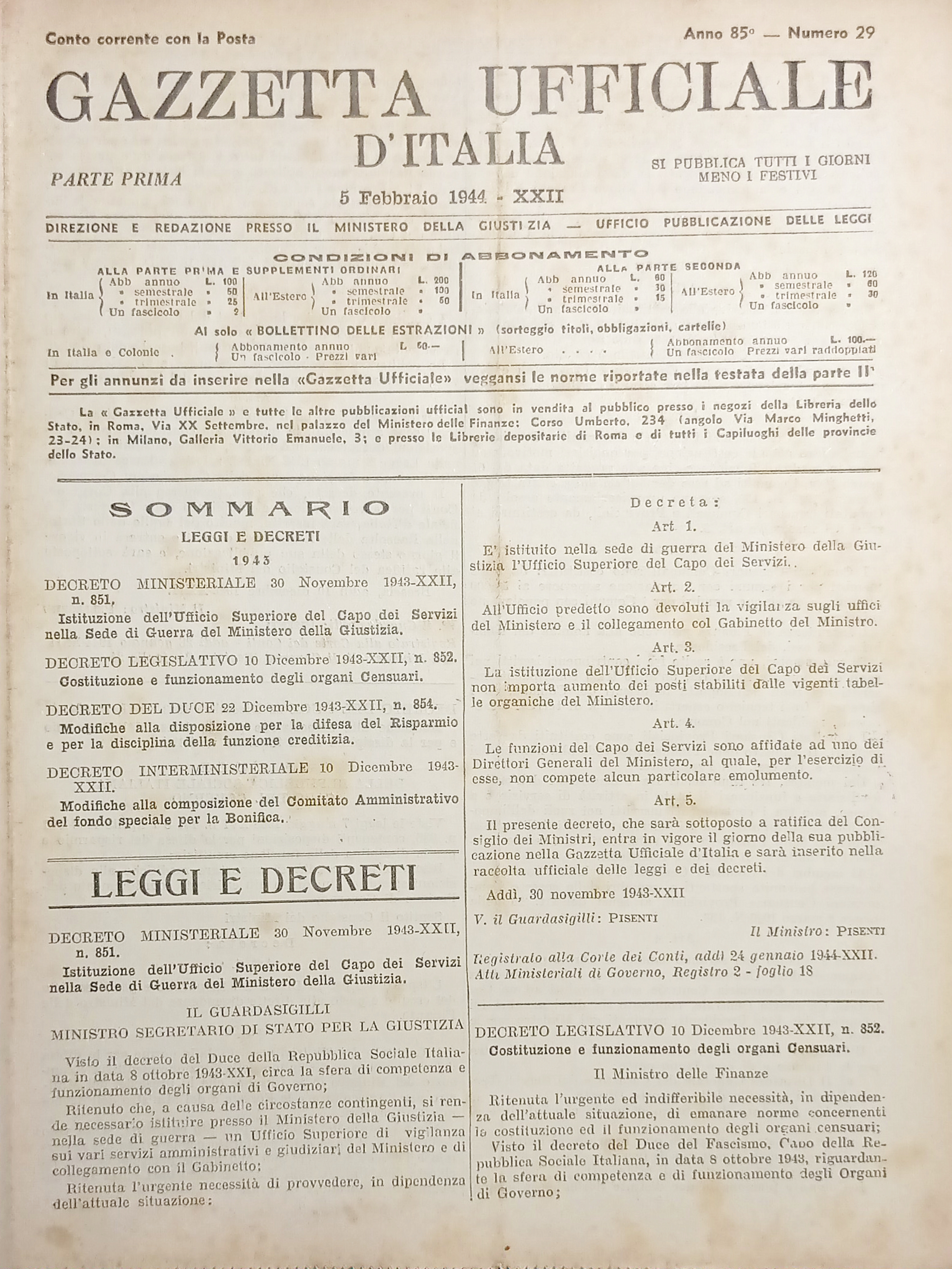 Gazzetta Ufficiale d'Italia N. 29 - 1944