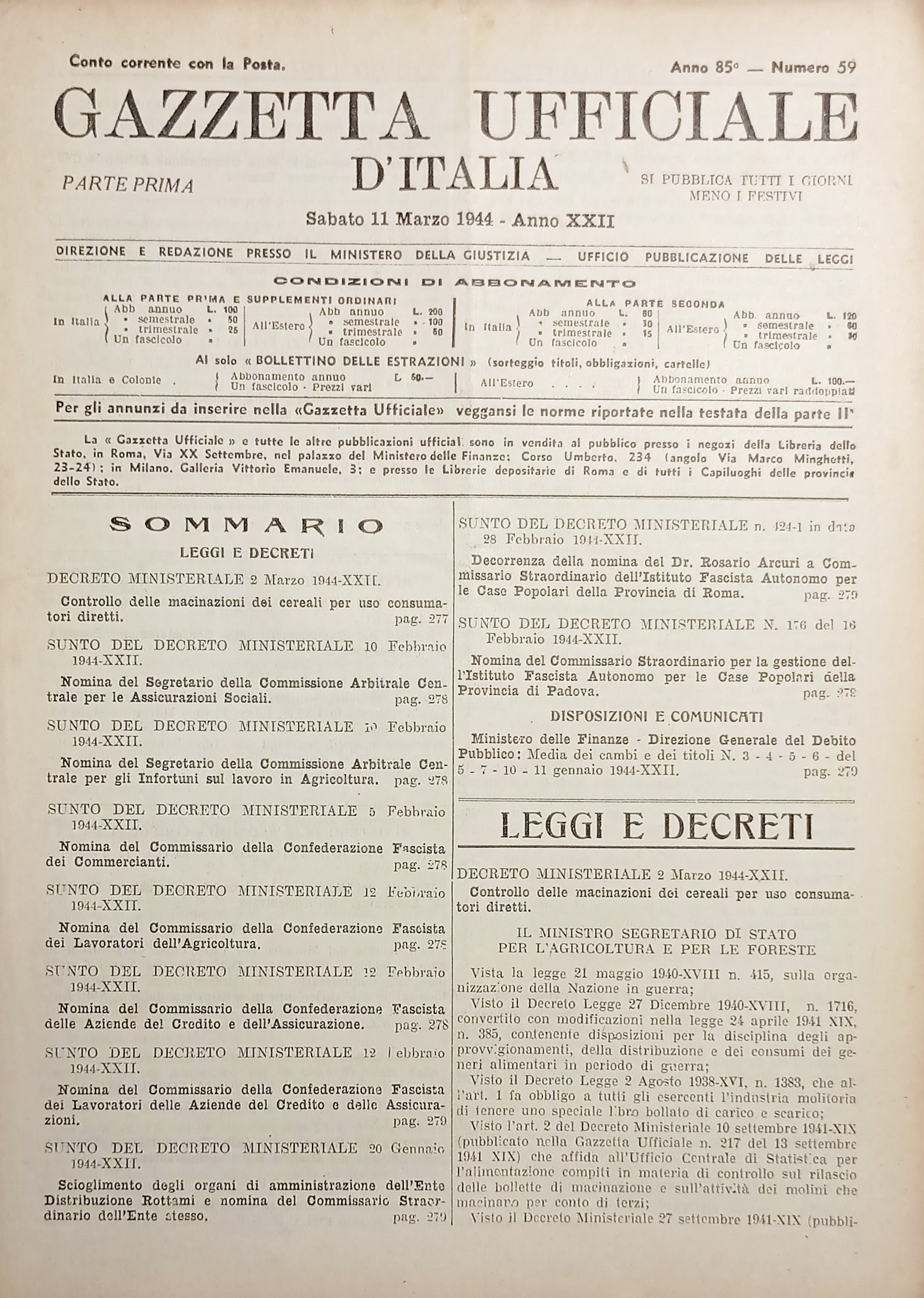 Gazzetta Ufficiale d'Italia N. 59 - 1944