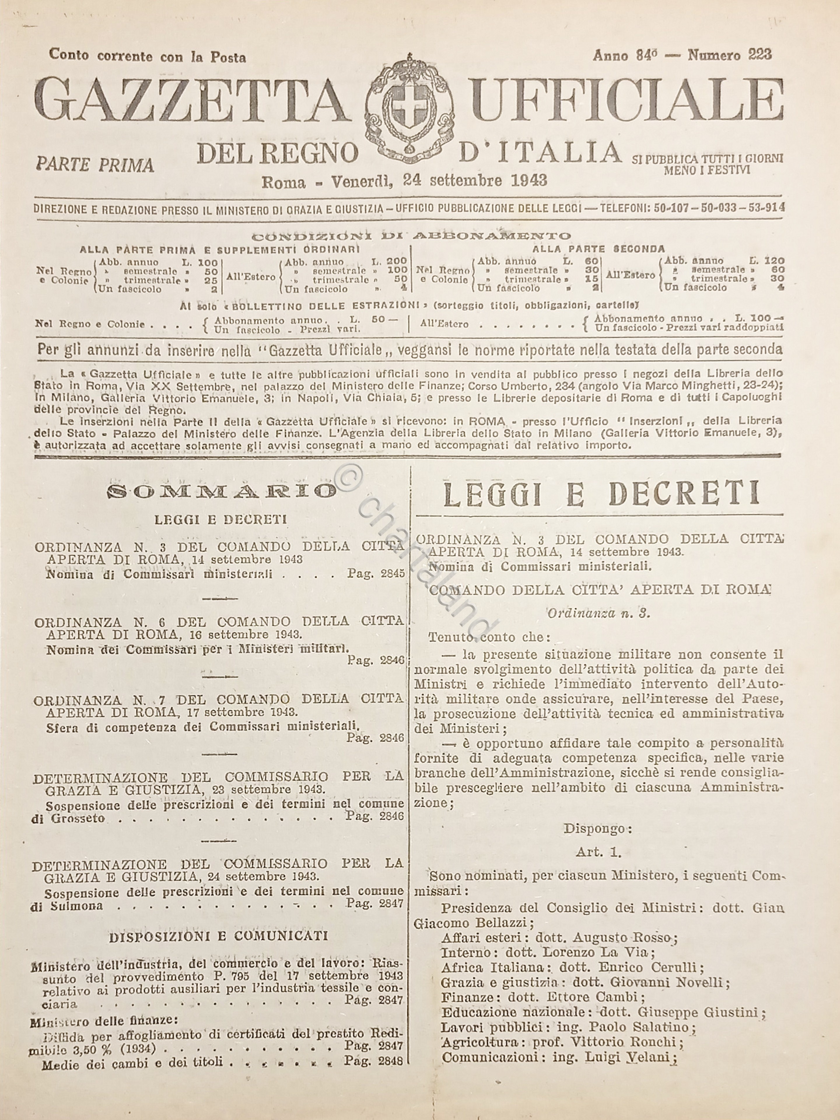 Gazzetta Ufficiale del Regno d'Italia N. 223 - 1943