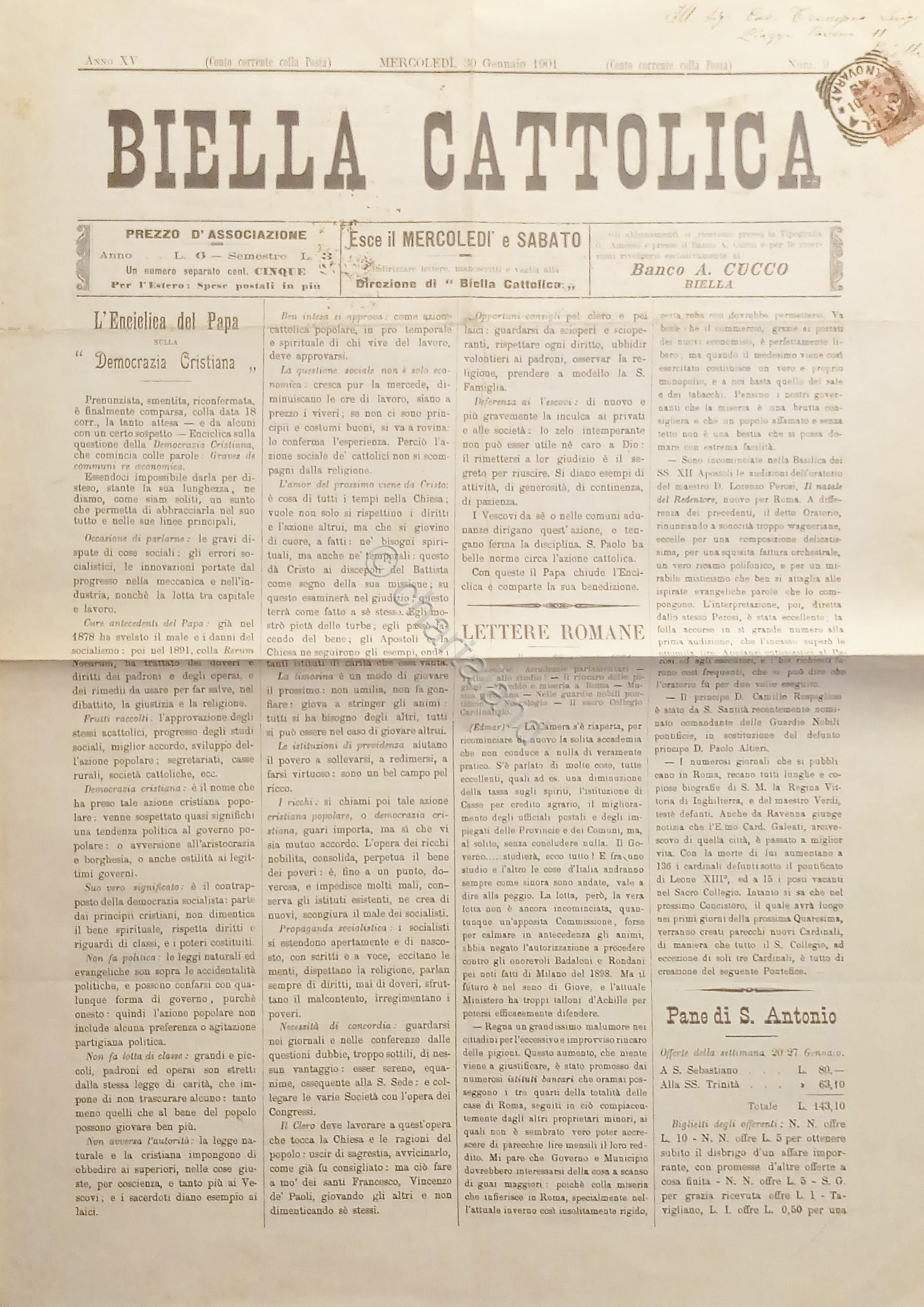 Giornale - Biella Cattolica N. 9 - 1901 Enciclica del …