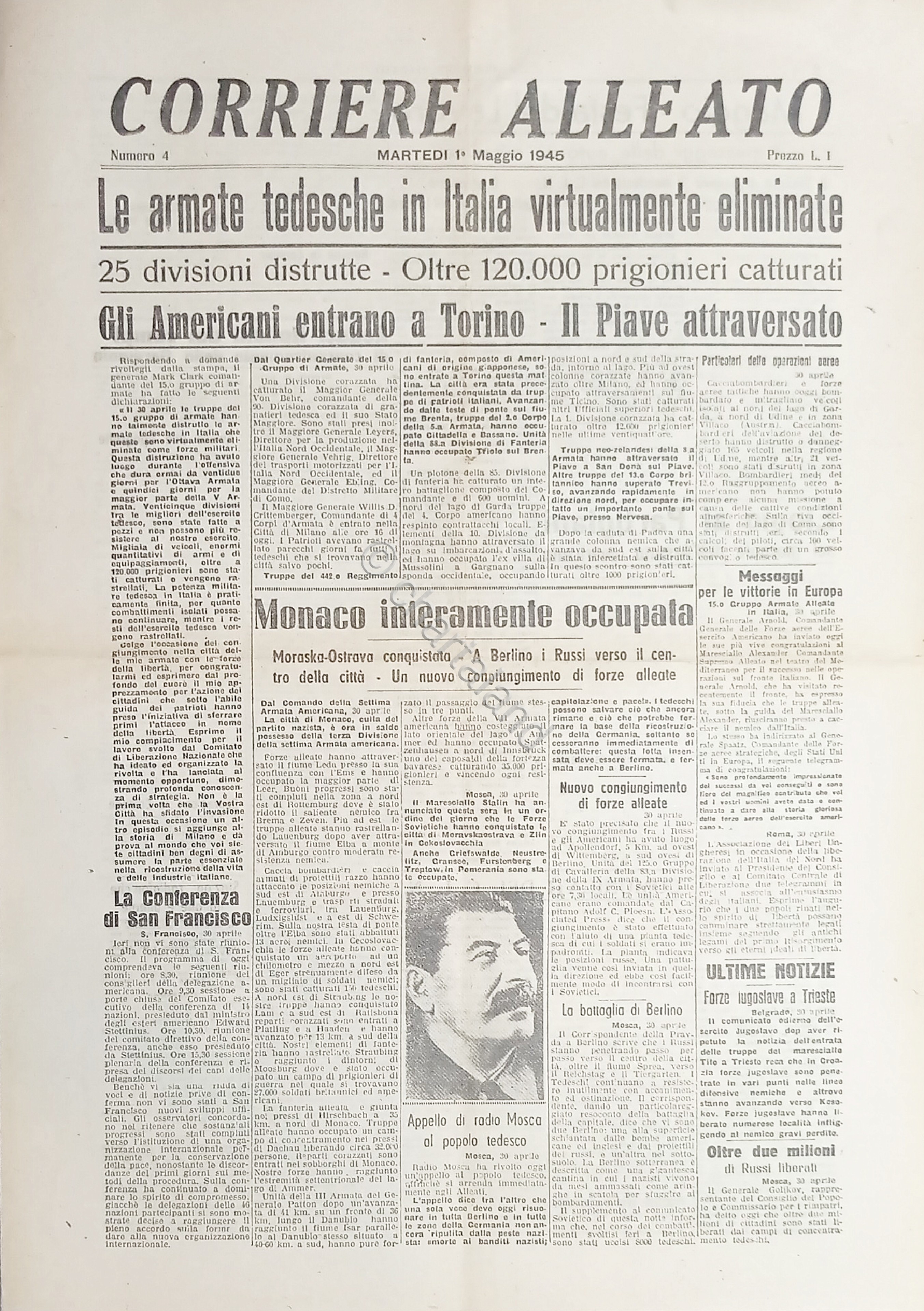 Giornale - Corriere Alleato N. 4 Arme tedesche in Italia …