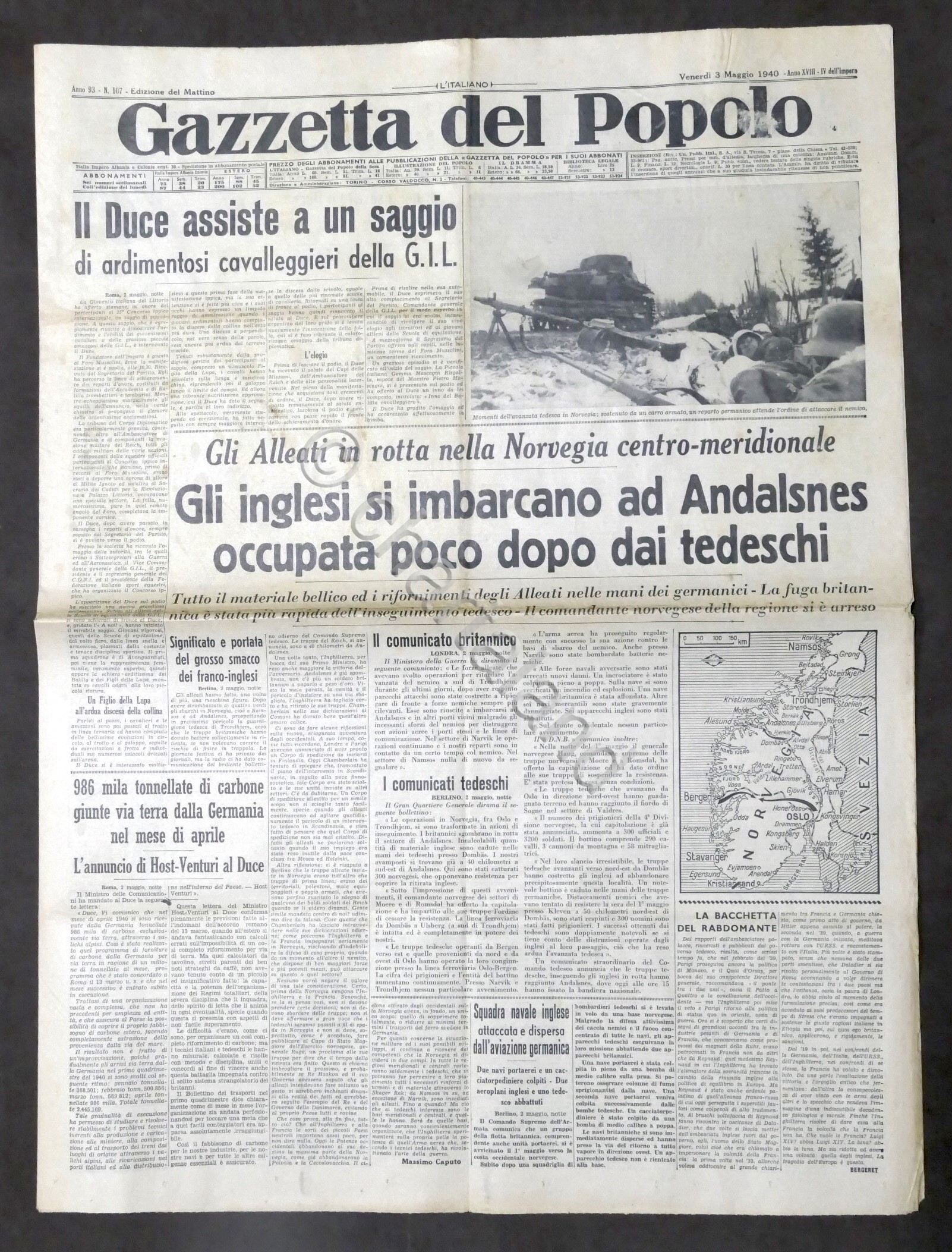 Giornale - Gazzetta del Popolo N. 107 Gli inglesi si …