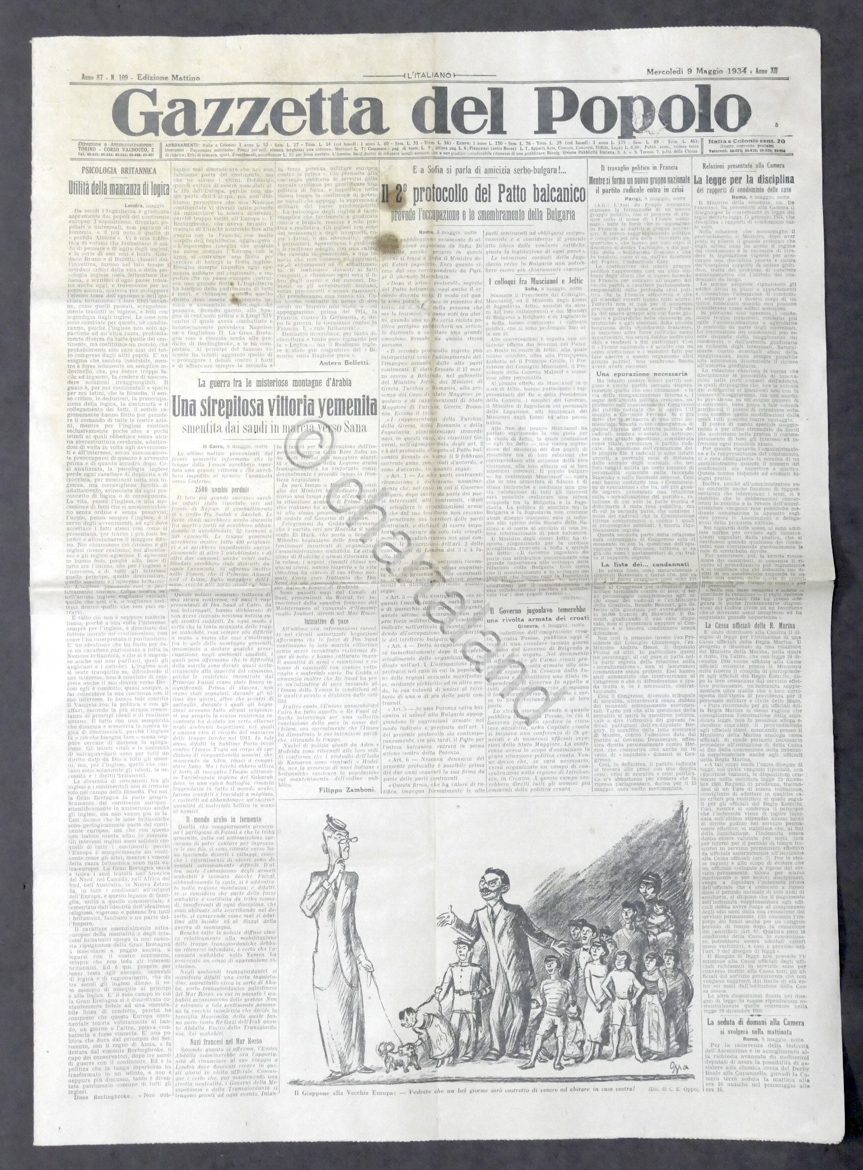 Giornale - Gazzetta del Popolo N. 109 - 2^ Protocollo …